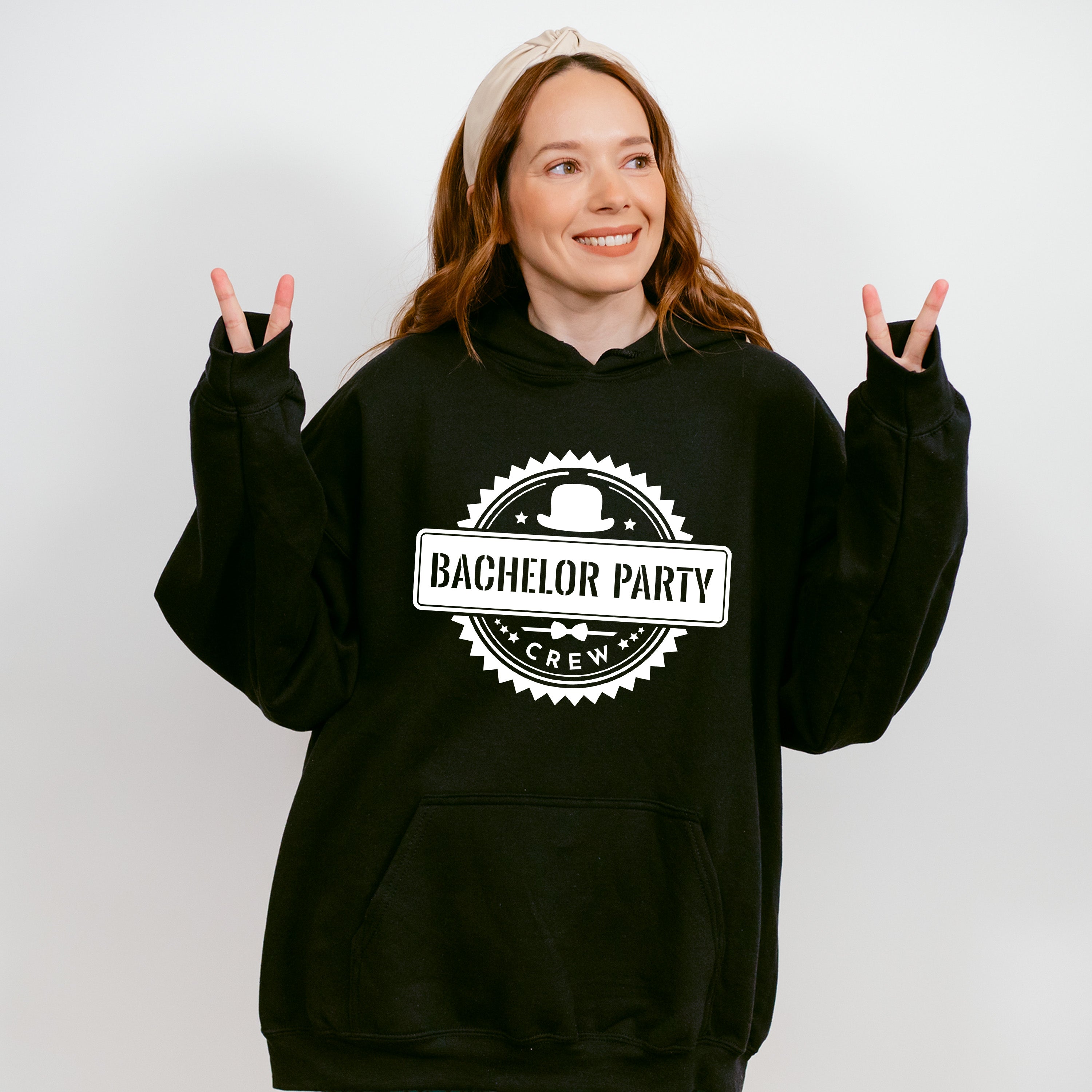 Bachelor Party Crew Hat B&amp;W Design - Bachelor Unisex Crewneck T-Shirt Sweatshirt Hoodie