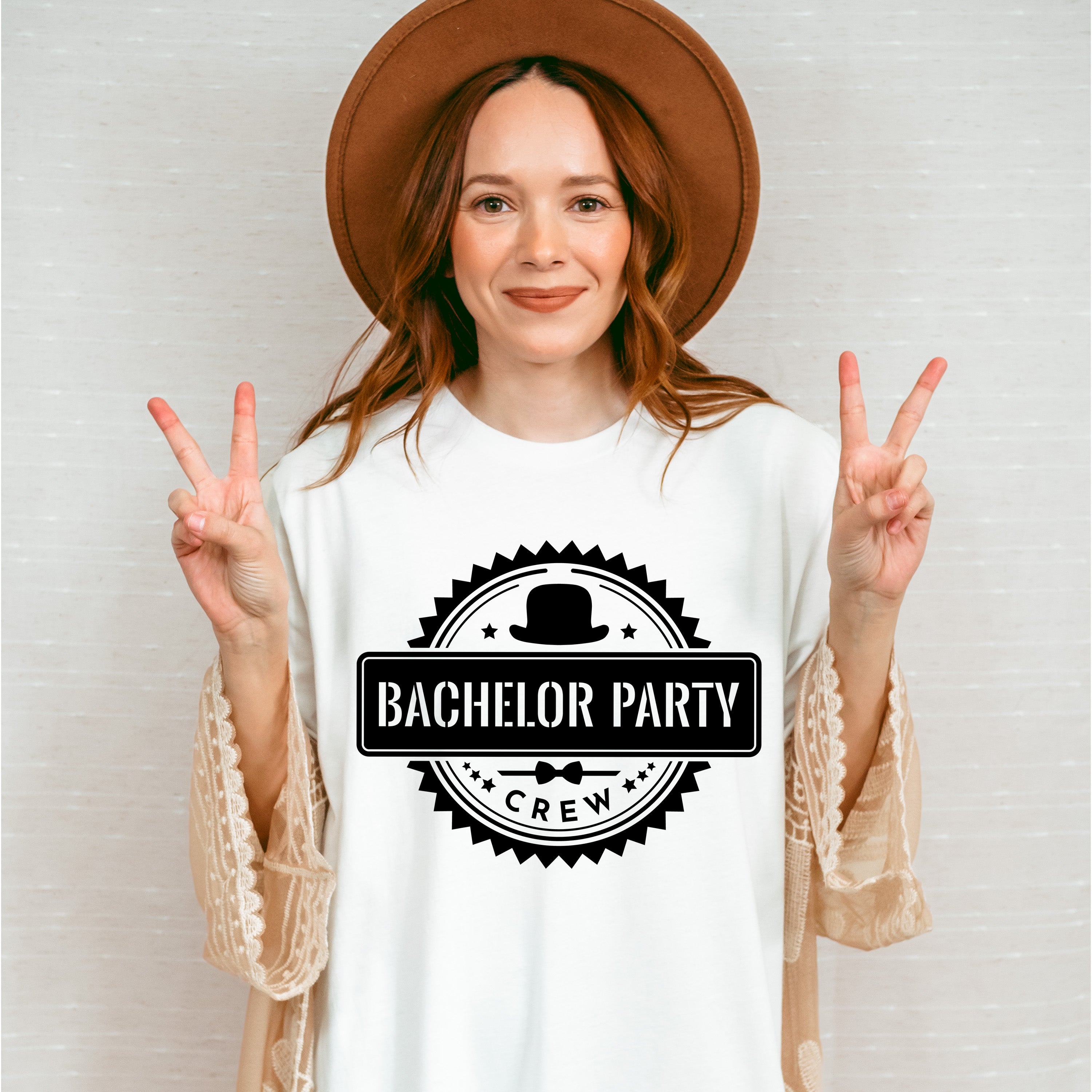 Bachelor Party Crew Hat B&amp;W Design - Bachelor Unisex Crewneck T-Shirt Sweatshirt Hoodie