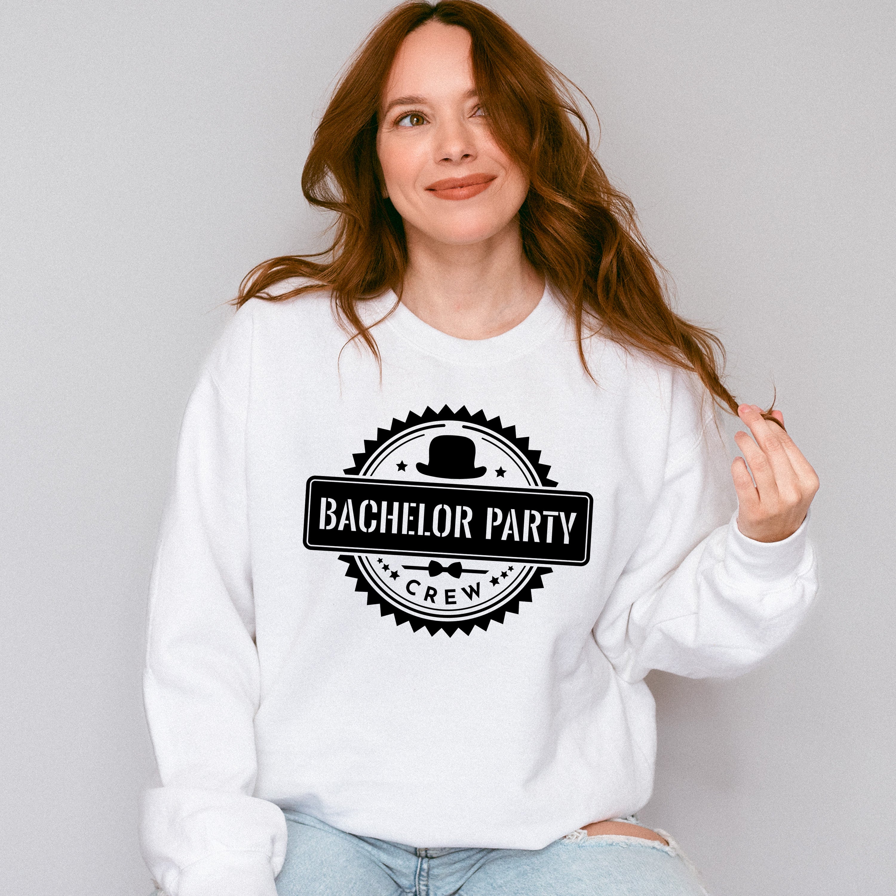 Bachelor Party Crew Hat B&amp;W Design - Bachelor Unisex Crewneck T-Shirt Sweatshirt Hoodie