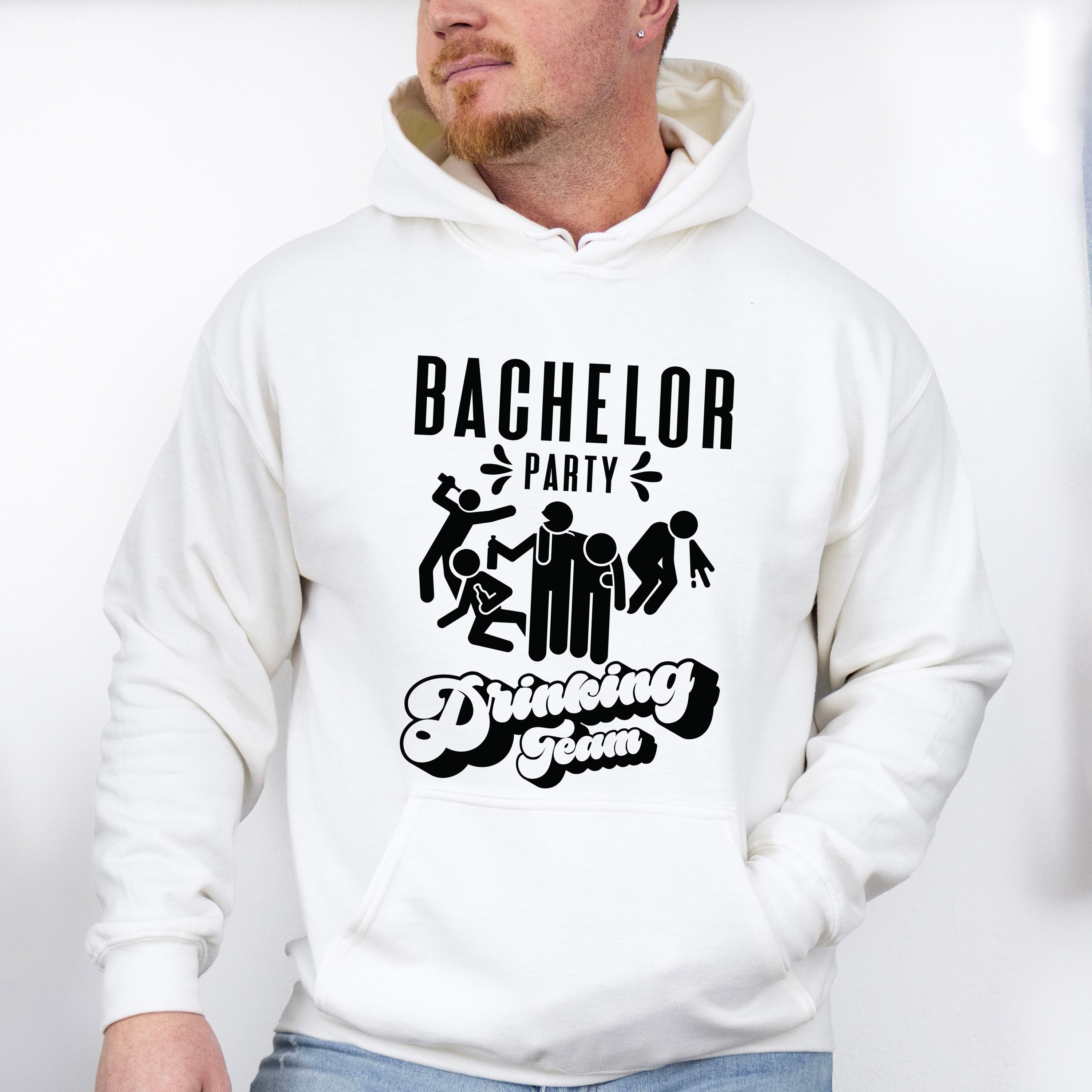 Bachelor Party Drinking Team Black And White - Bachelor Unisex Crewneck T-Shirt Sweatshirt Hoodie