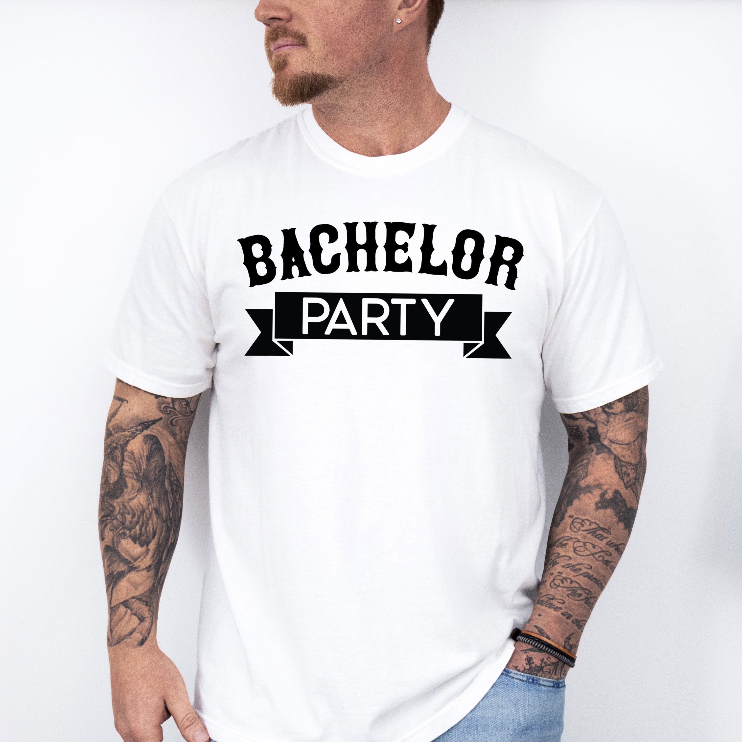 Bachelor Party Banner B&amp;W Design - Bachelor Unisex Crewneck T-Shirt Sweatshirt Hoodie