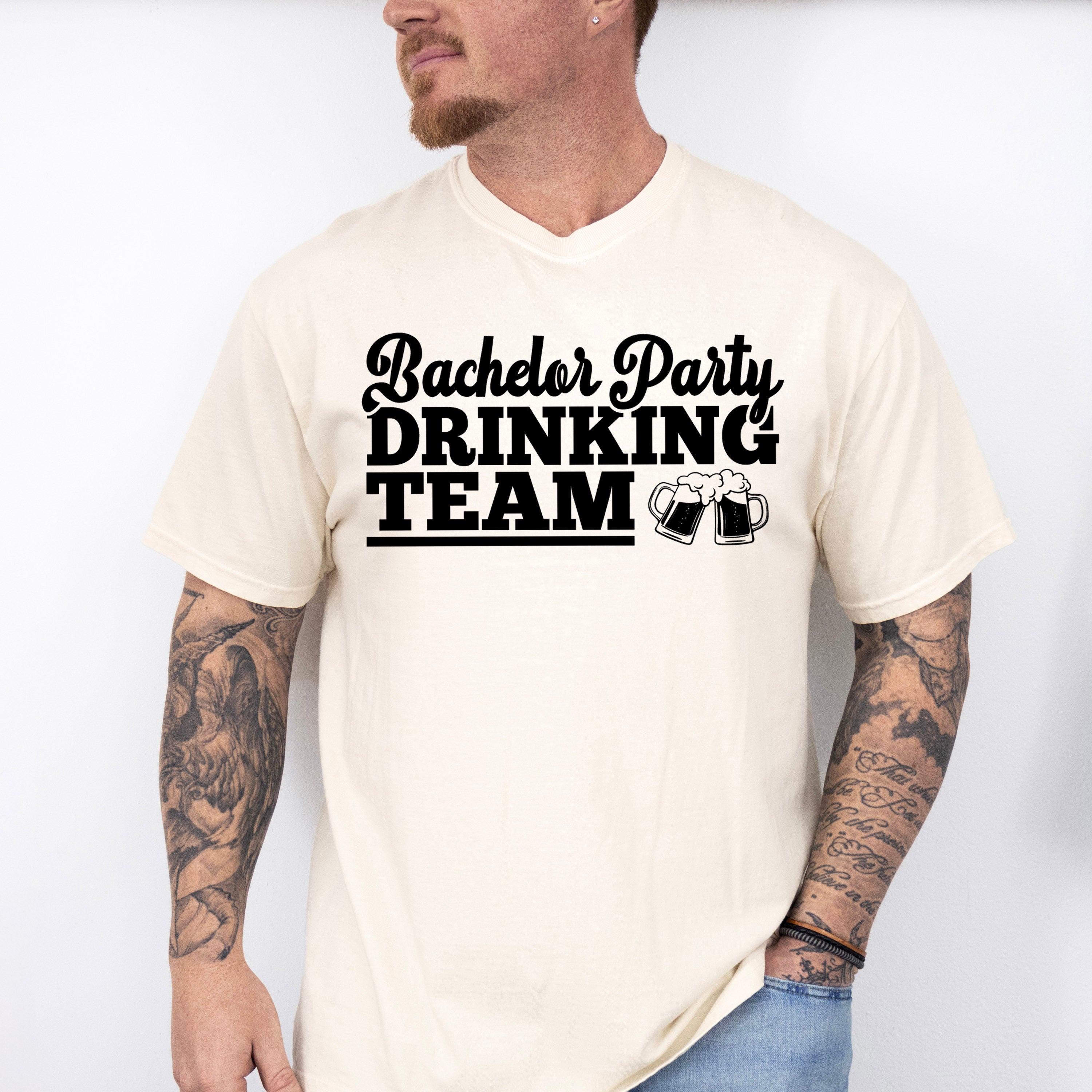Bachelor Party Drinking Team Black And White Design - Bachelor Unisex Crewneck T-Shirt Sweatshirt Hoodie