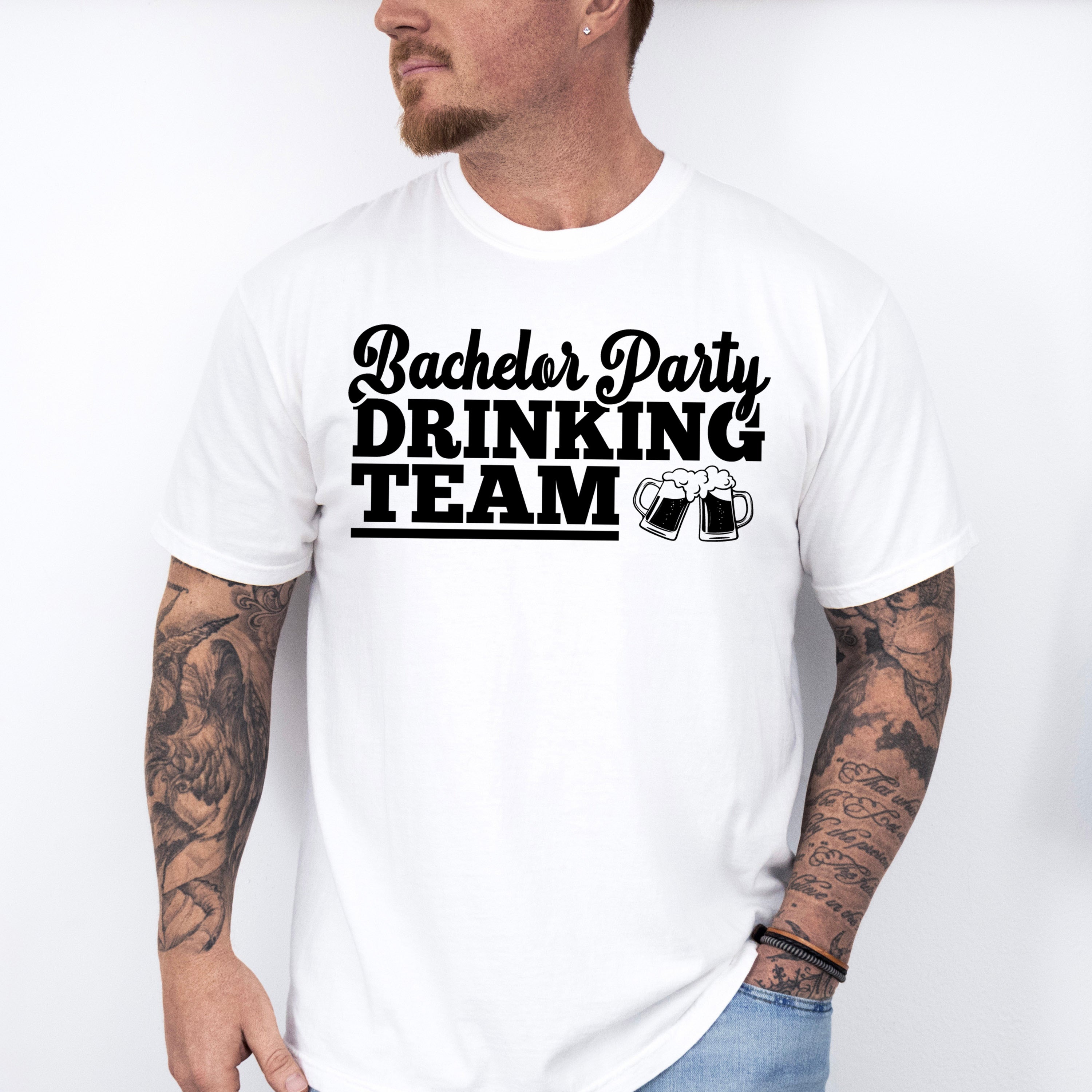 Bachelor Party Drinking Team Black And White Design - Bachelor Unisex Crewneck T-Shirt Sweatshirt Hoodie