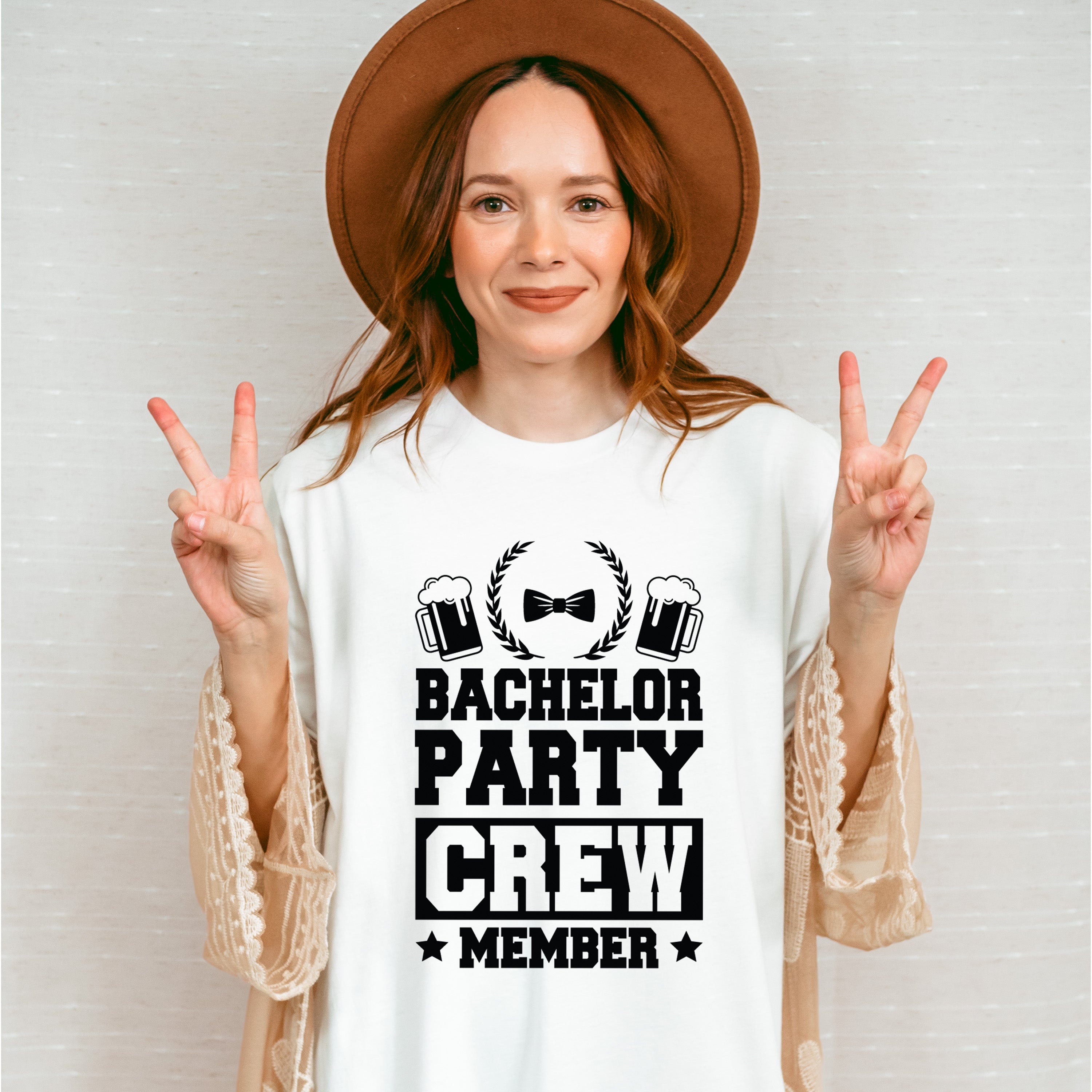 Bachelor Party Crew Member Beer Bowtie B&amp;W Design - Bachelor Unisex Crewneck T-Shirt Sweatshirt Hoodie