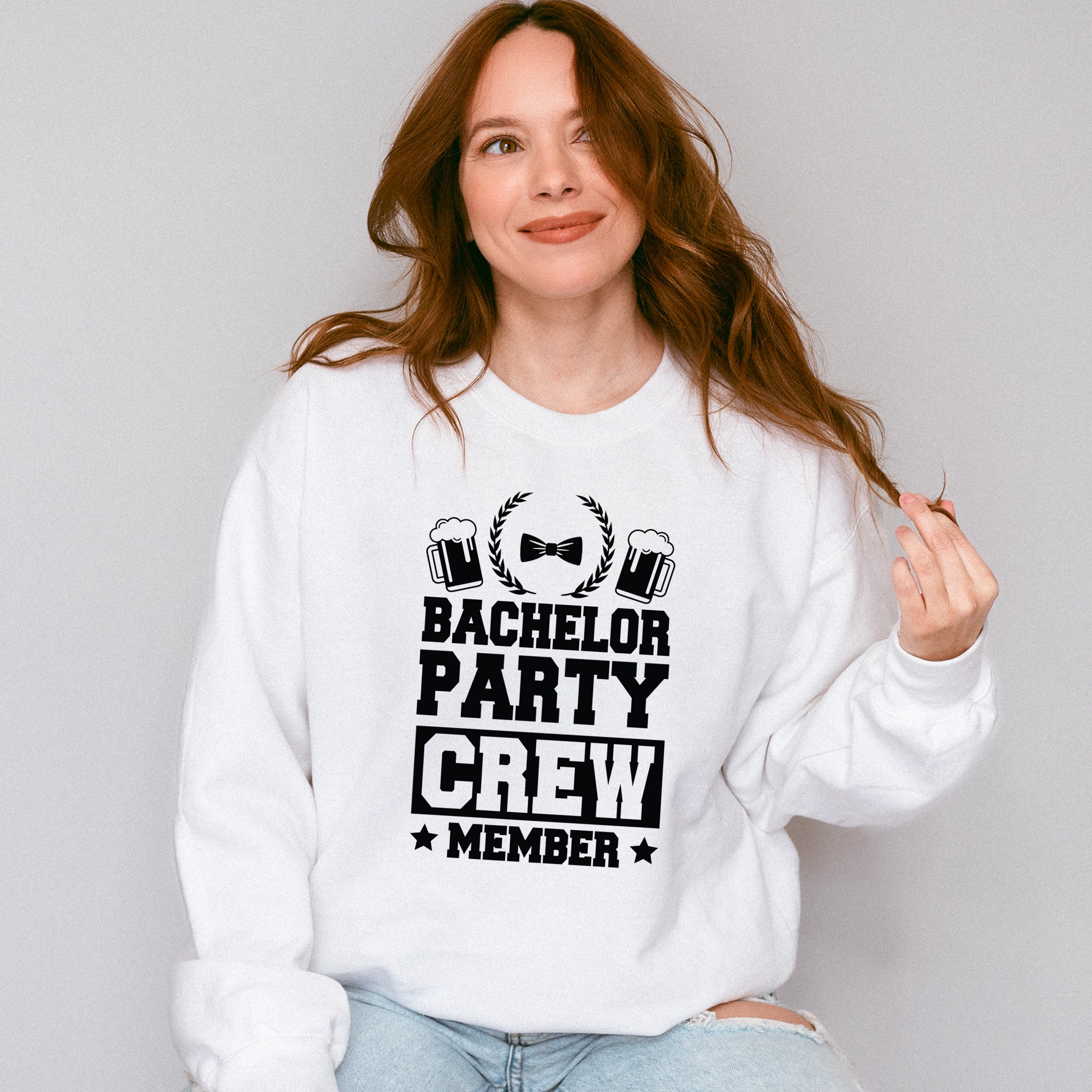 Bachelor Party Crew Member Beer Bowtie B&amp;W Design - Bachelor Unisex Crewneck T-Shirt Sweatshirt Hoodie