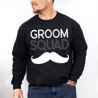 Groom Squad Mustache B&W Design - Bachelor Unisex Crewneck T-Shirt Sweatshirt Hoodie