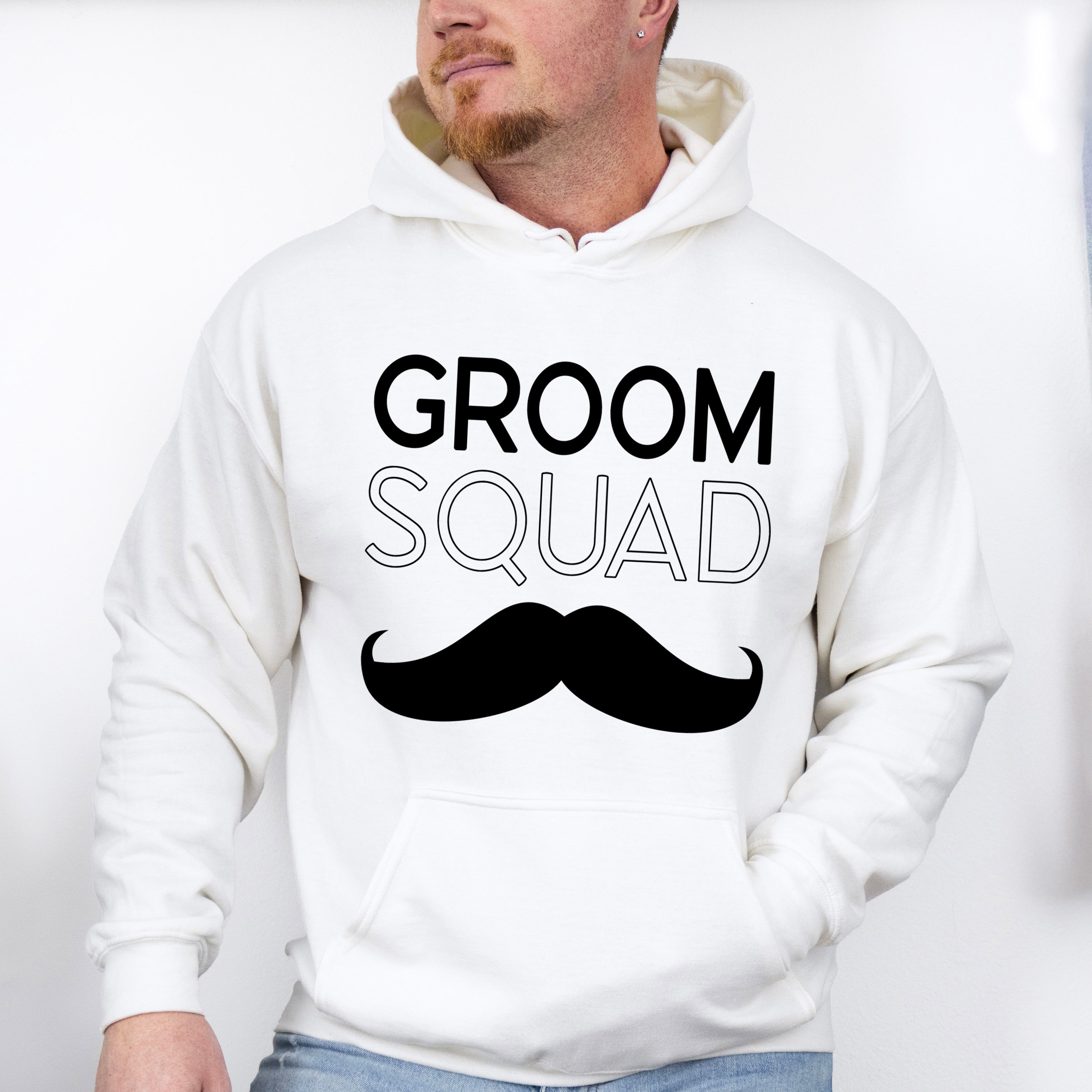 Groom Squad Mustache B&amp;W Design - Bachelor Unisex Crewneck T-Shirt Sweatshirt Hoodie