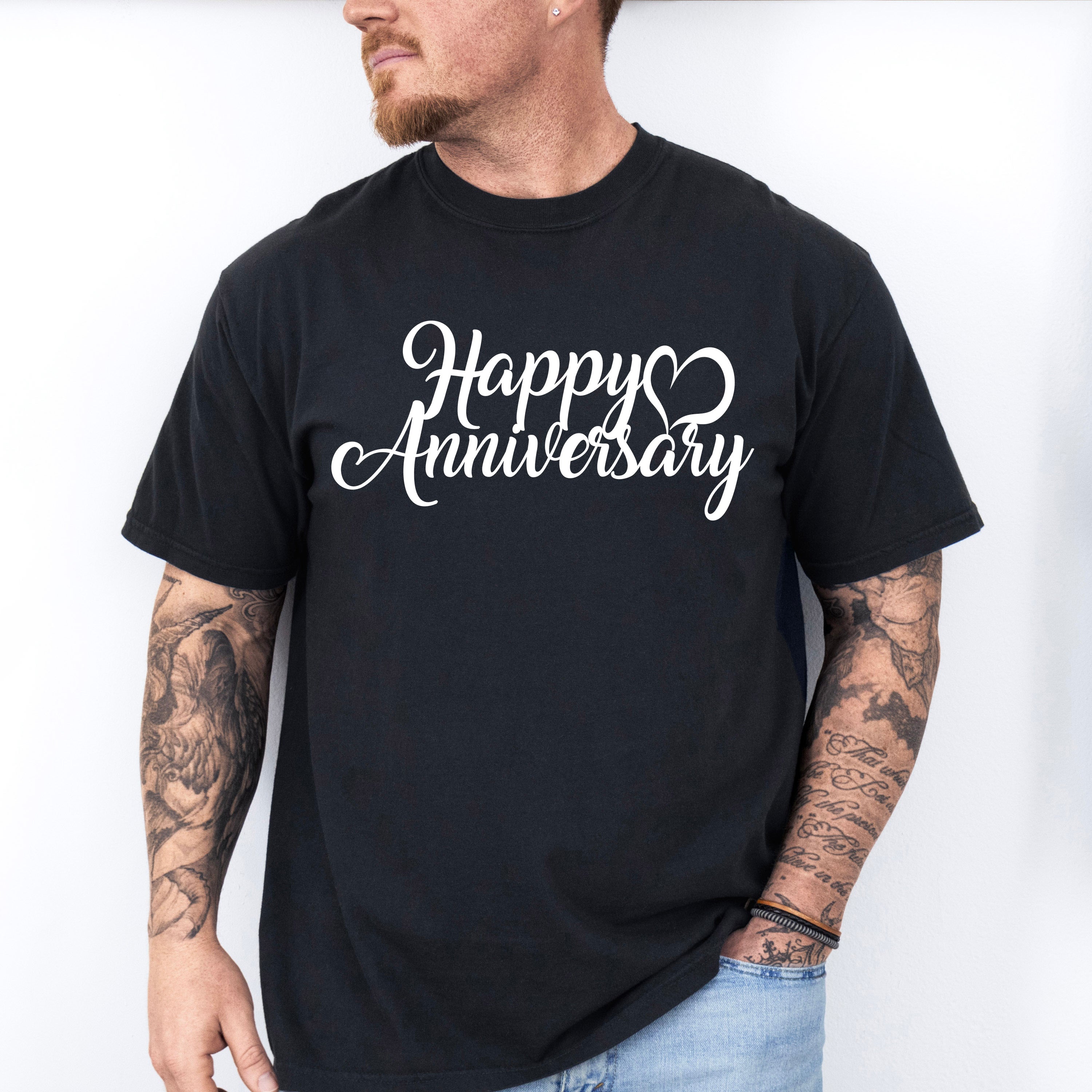 Happy Anniversary B&amp;W Design - Anniversary Unisex Crewneck T-Shirt Sweatshirt Hoodie