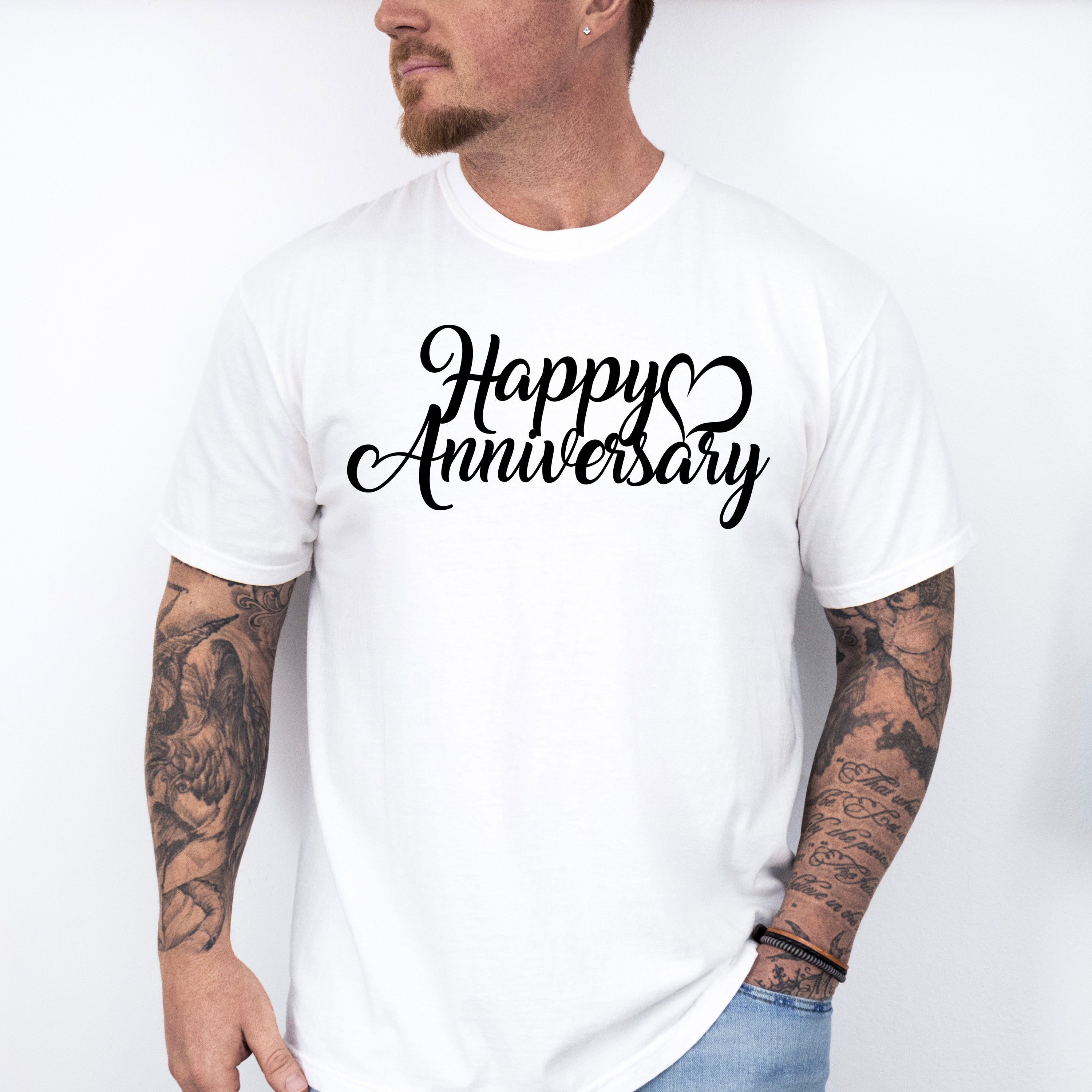 Happy Anniversary B&amp;W Design - Anniversary Unisex Crewneck T-Shirt Sweatshirt Hoodie