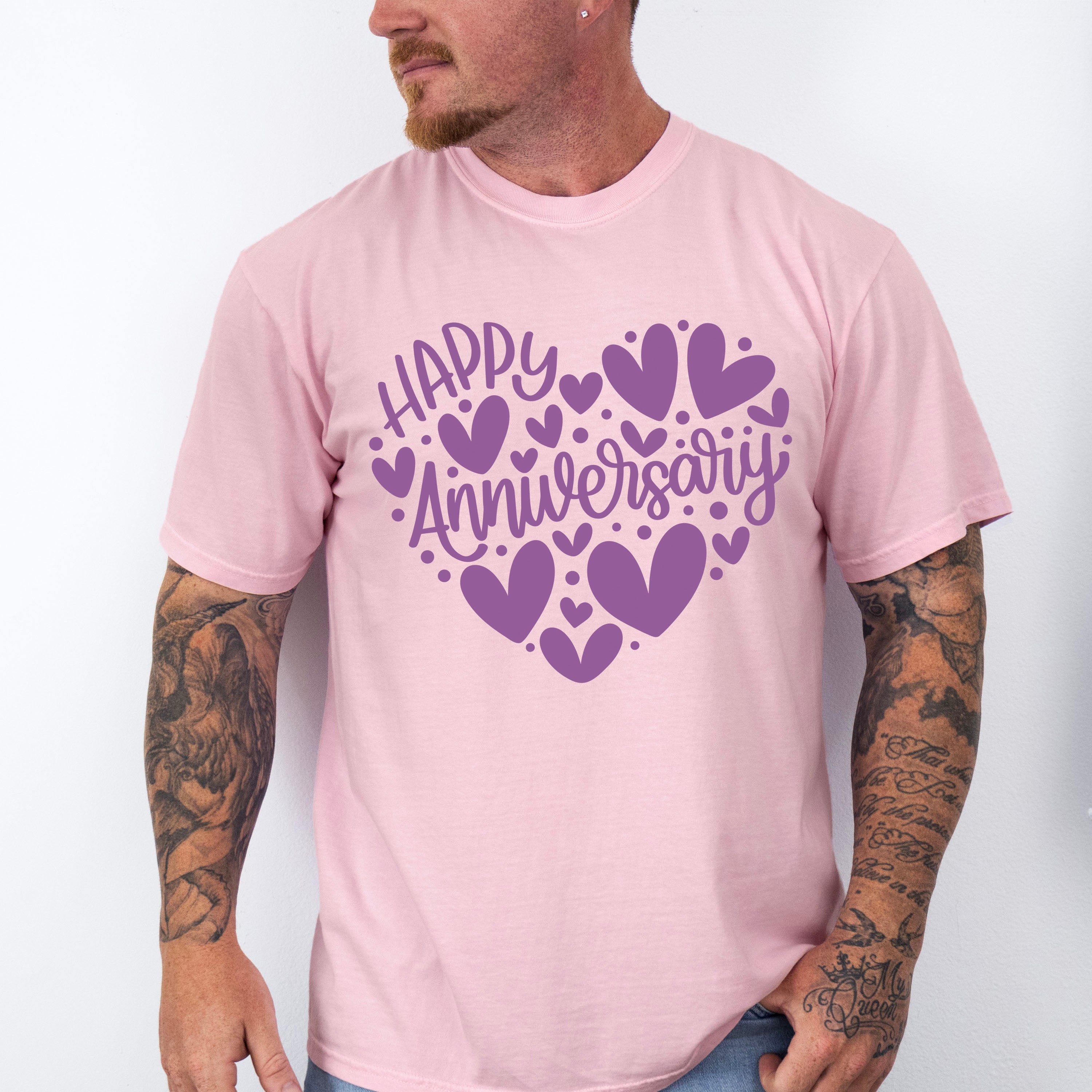 Happy Anniversary Purple Heart Design - Anniversary Unisex Crewneck T-Shirt Sweatshirt Hoodie