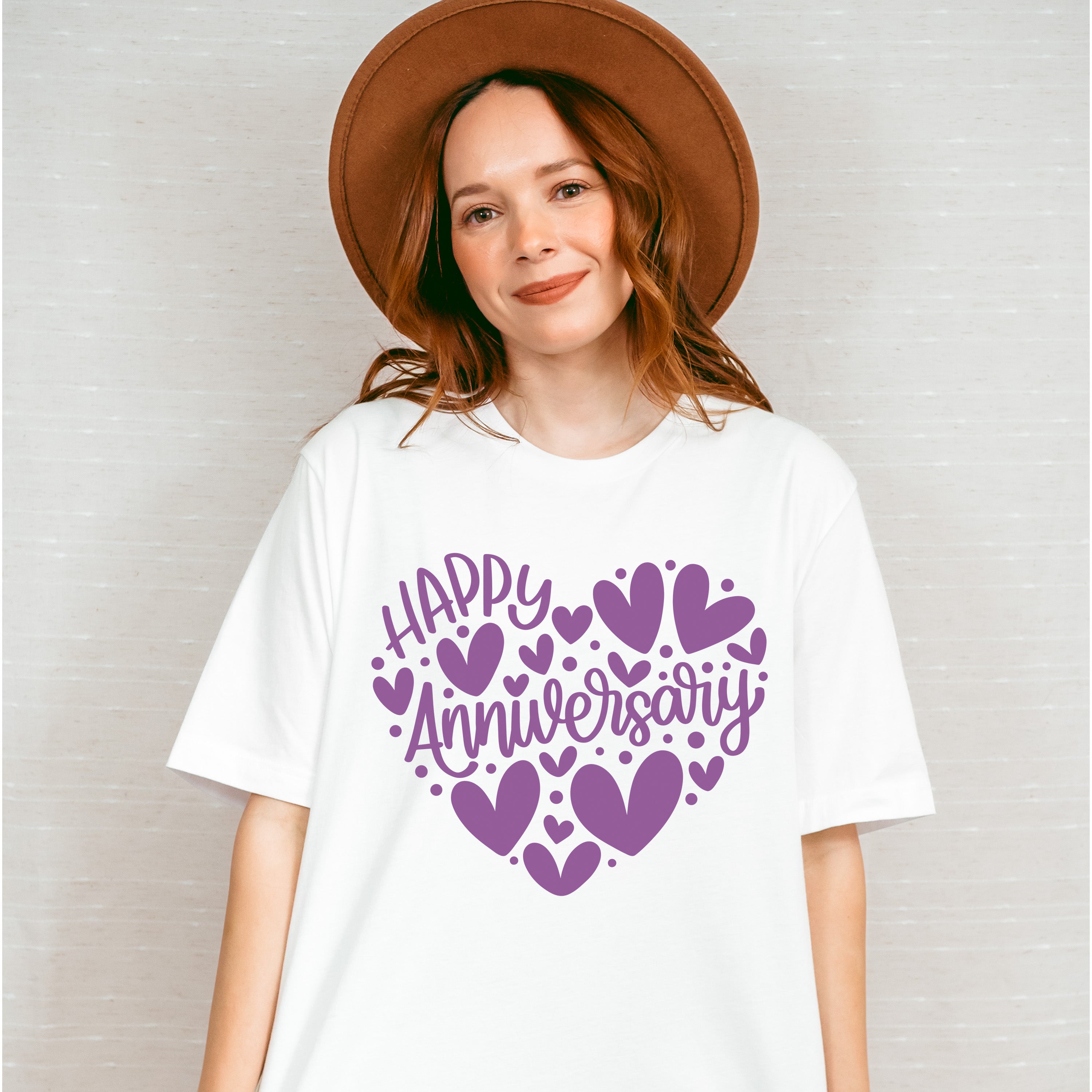 Happy Anniversary Purple Heart Design - Anniversary Unisex Crewneck T-Shirt Sweatshirt Hoodie