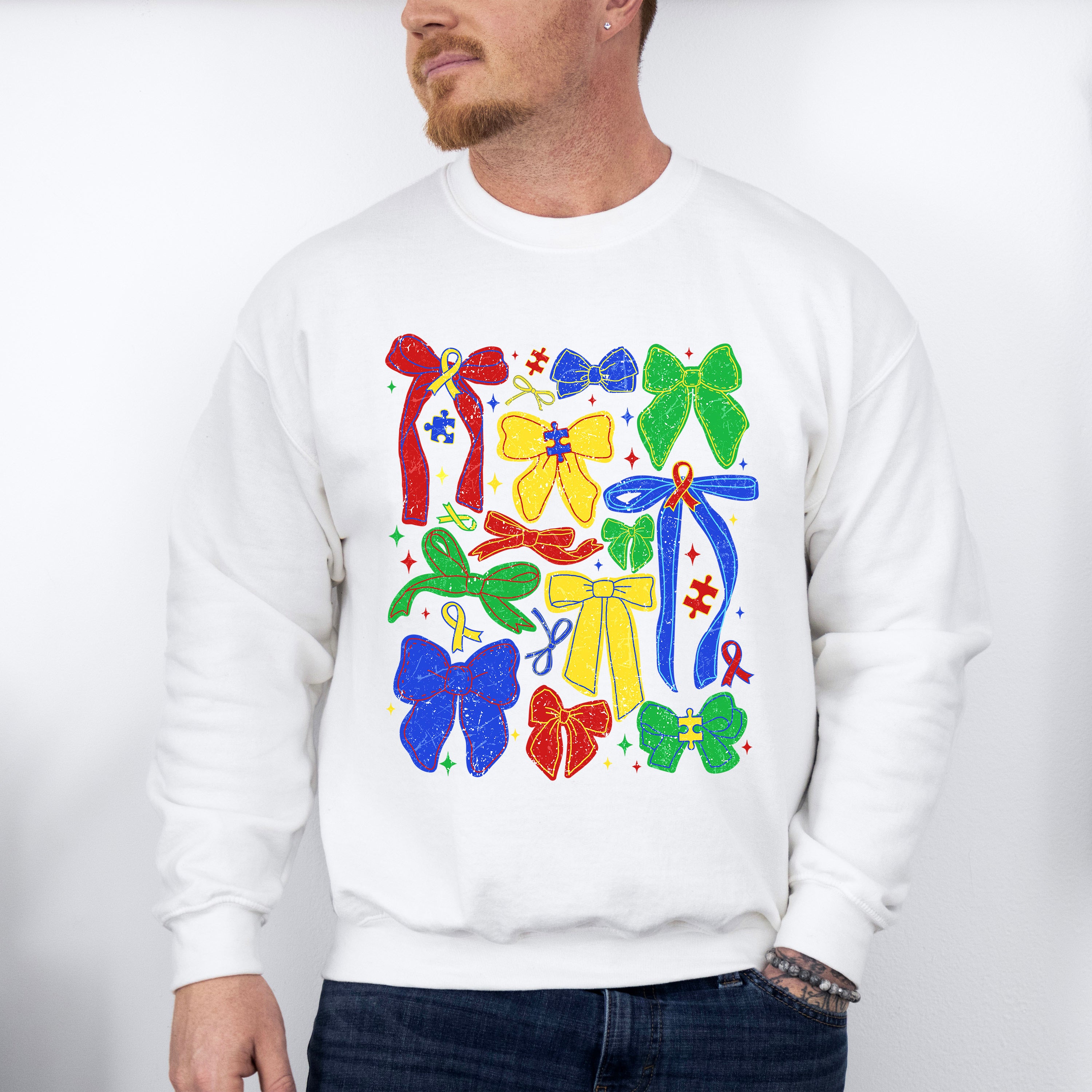 Colorful Ribbons - Autism Awareness Unisex Crewneck T-Shirt Sweatshirt Hoodie