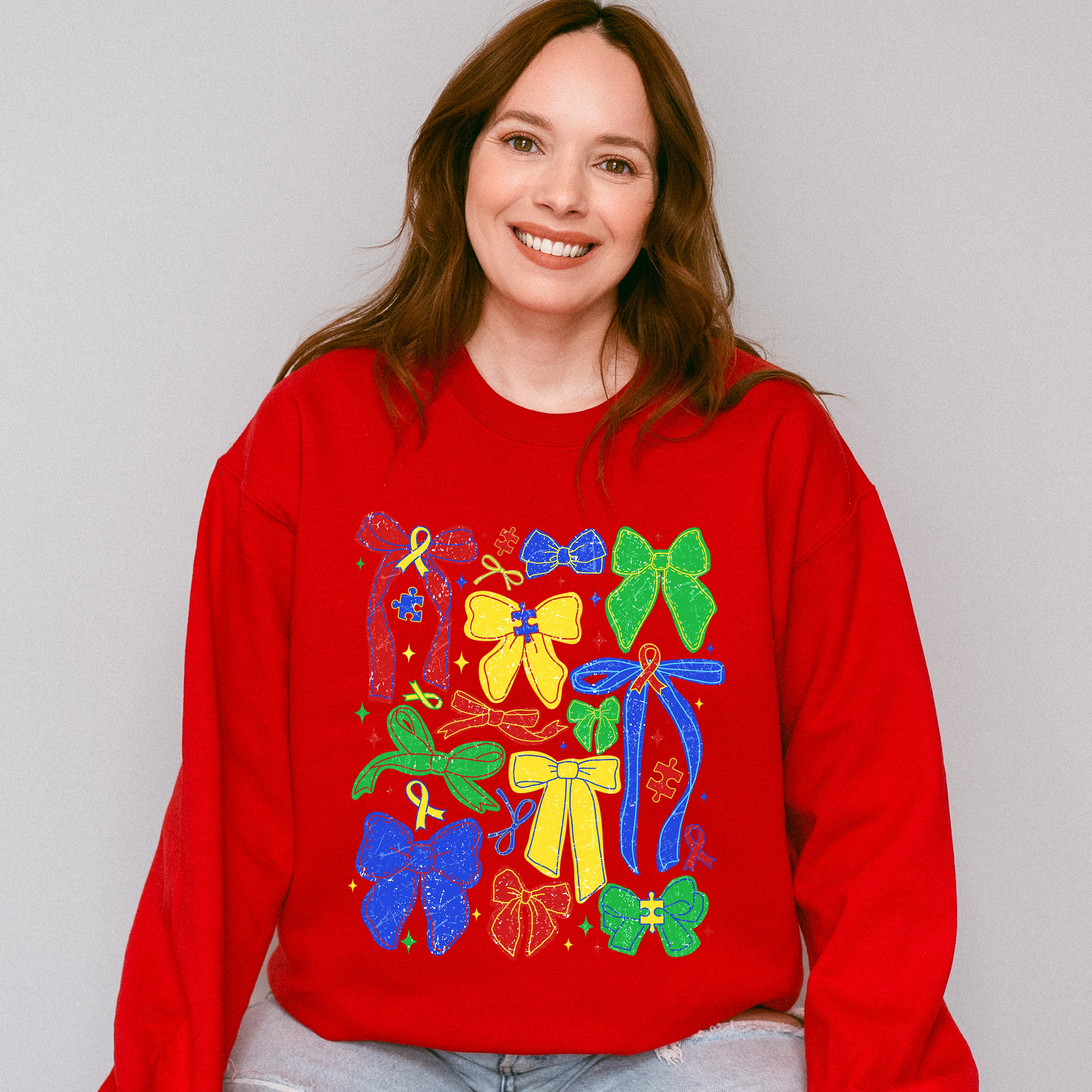 Colorful Ribbons - Autism Awareness Unisex Crewneck T-Shirt Sweatshirt Hoodie