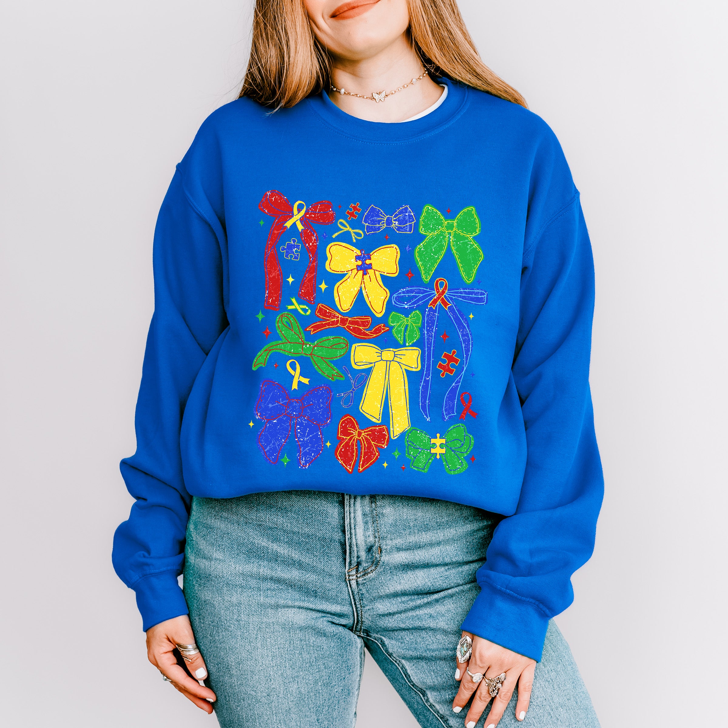 Colorful Ribbons - Autism Awareness Unisex Crewneck T-Shirt Sweatshirt Hoodie