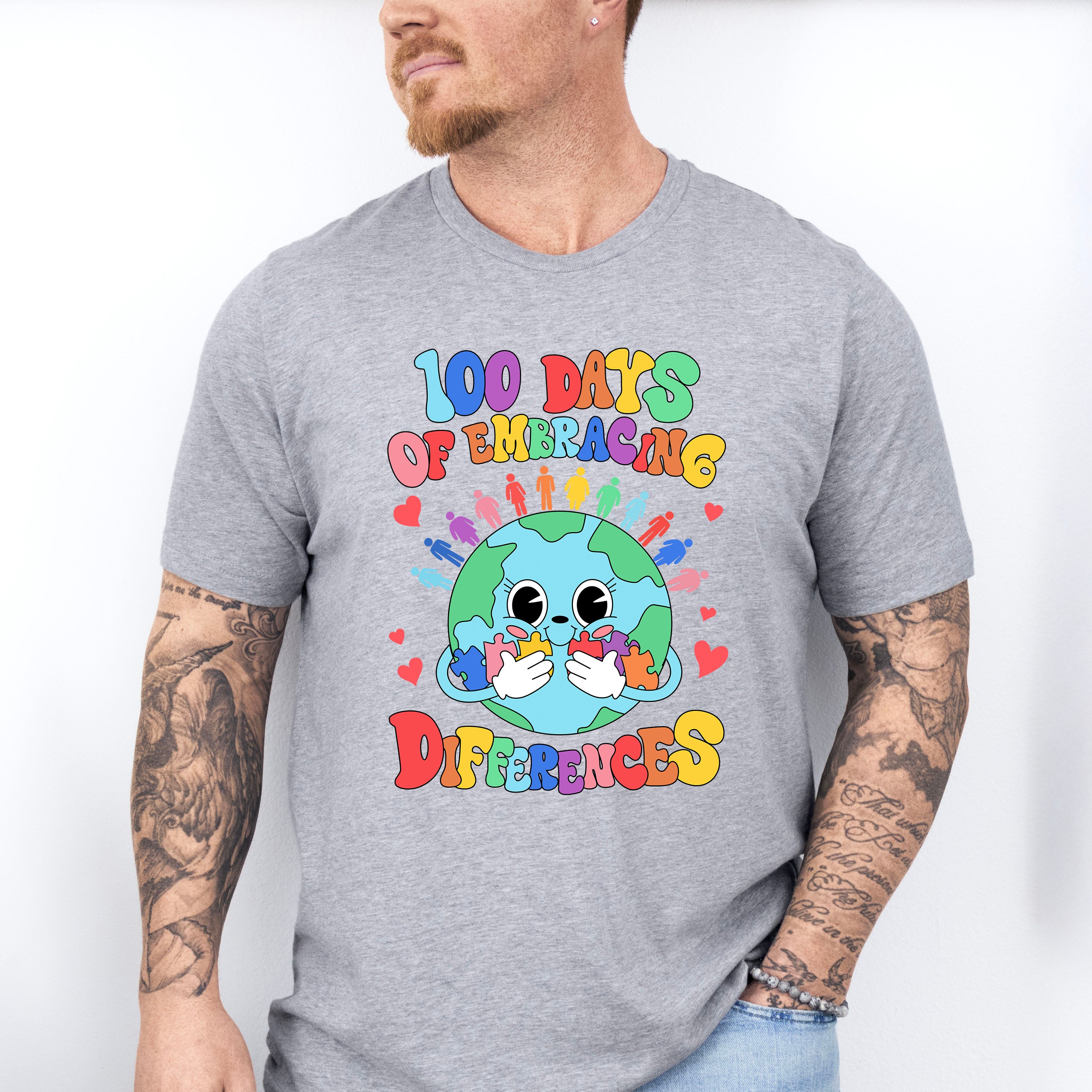 100 Days Of Embracing Differences - Autism Awareness Unisex Crewneck T-Shirt Sweatshirt Hoodie