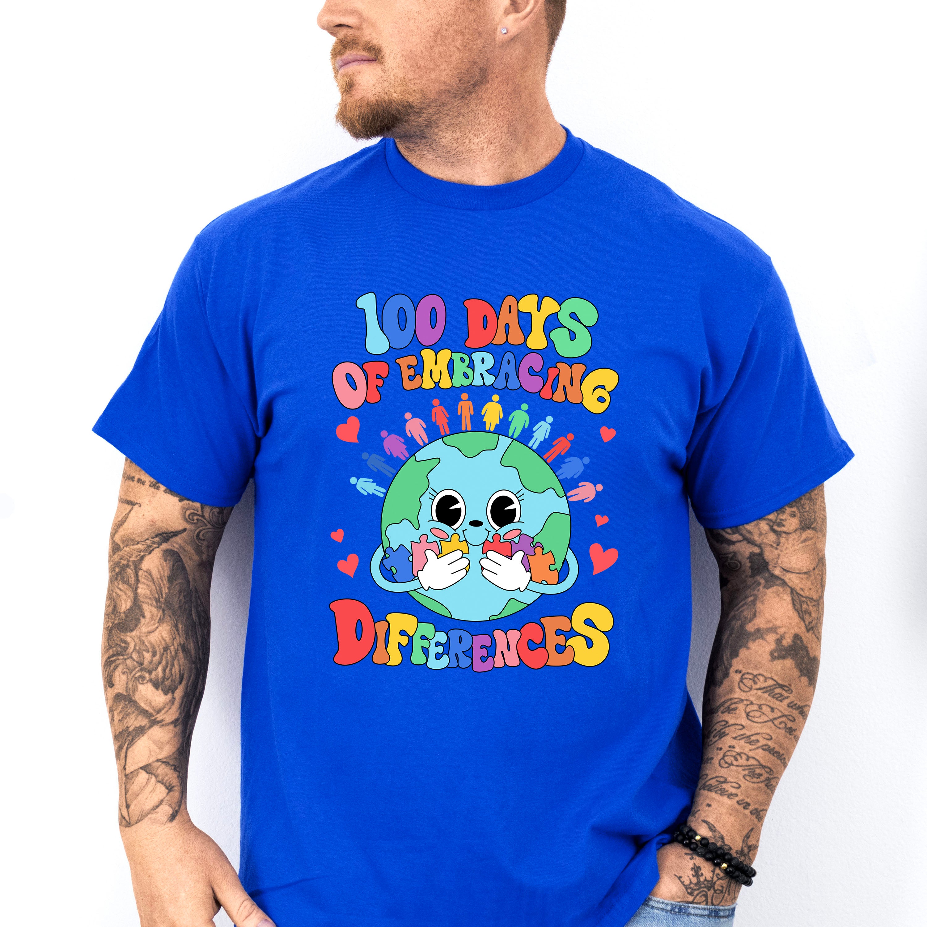 100 Days Of Embracing Differences - Autism Awareness Unisex Crewneck T-Shirt Sweatshirt Hoodie
