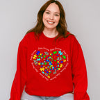Jigsaw Ribbon Heart Design - Autism Awareness Unisex Crewneck T-Shirt Sweatshirt Hoodie