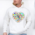Jigsaw Ribbon Heart Design - Autism Awareness Unisex Crewneck T-Shirt Sweatshirt Hoodie