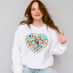 Jigsaw Ribbon Heart Design - Autism Awareness Unisex Crewneck T-Shirt Sweatshirt Hoodie