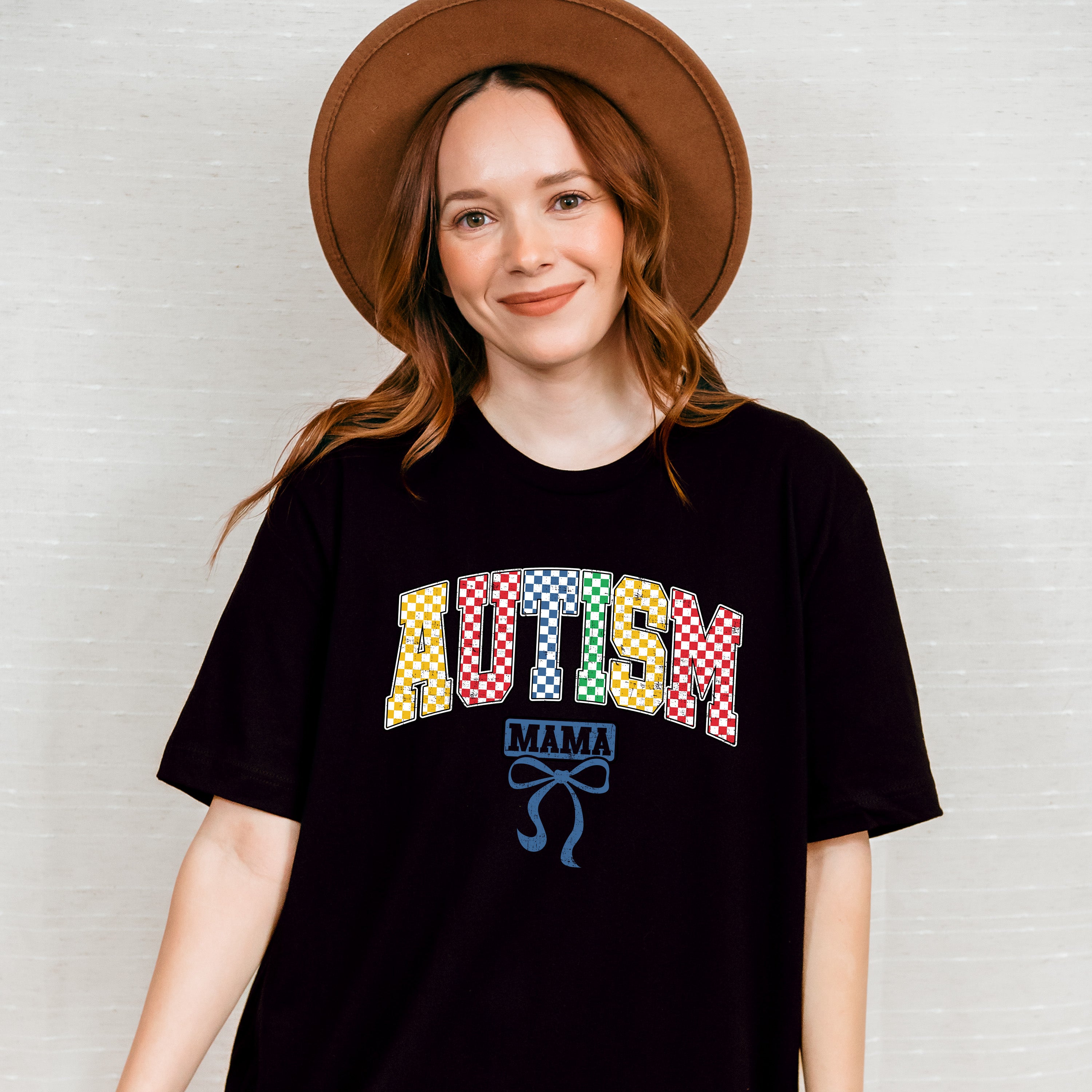 Autism Mama Checkered Design - Autism Awareness Unisex Crewneck T-Shirt Sweatshirt Hoodie