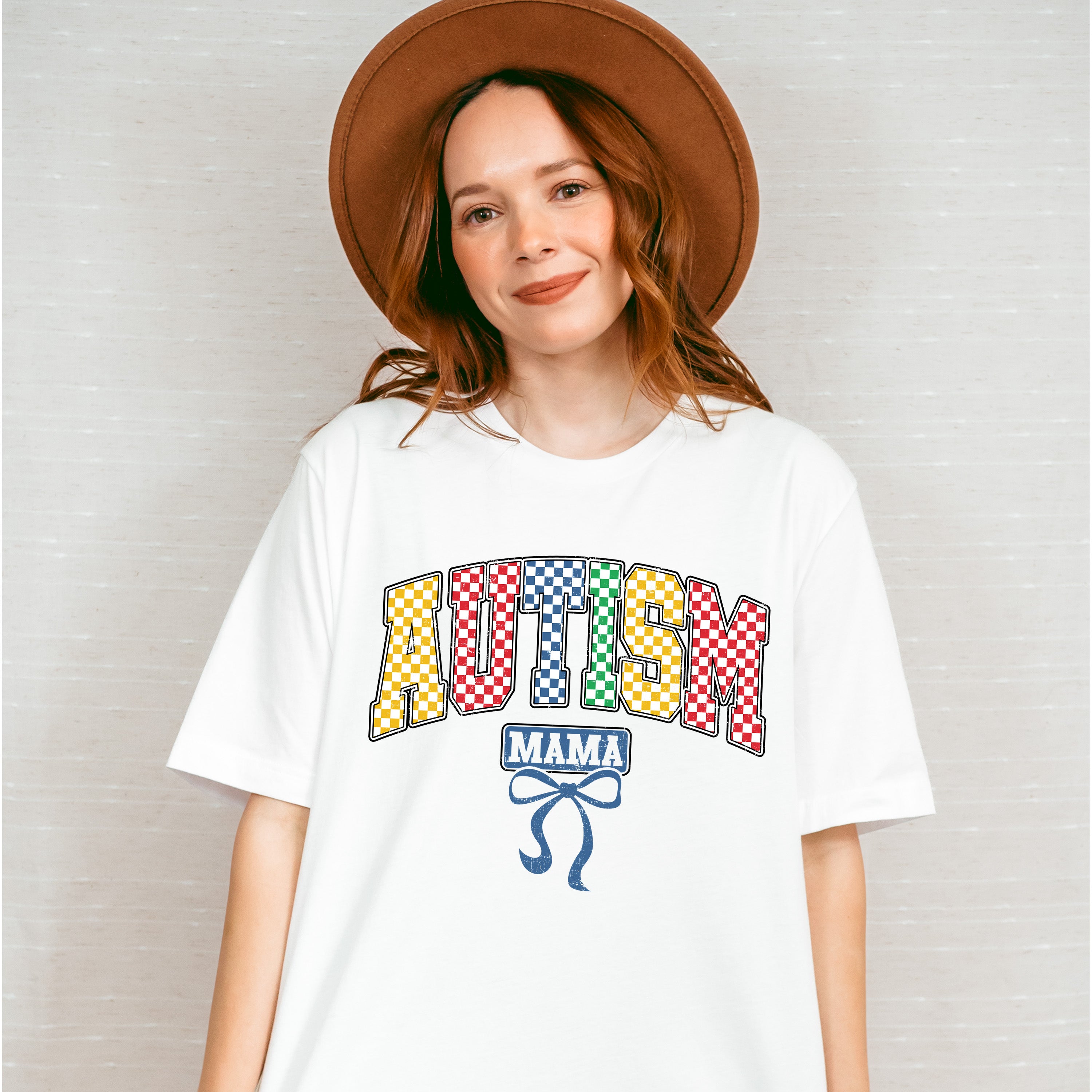 Autism Mama Checkered Design - Autism Awareness Unisex Crewneck T-Shirt Sweatshirt Hoodie