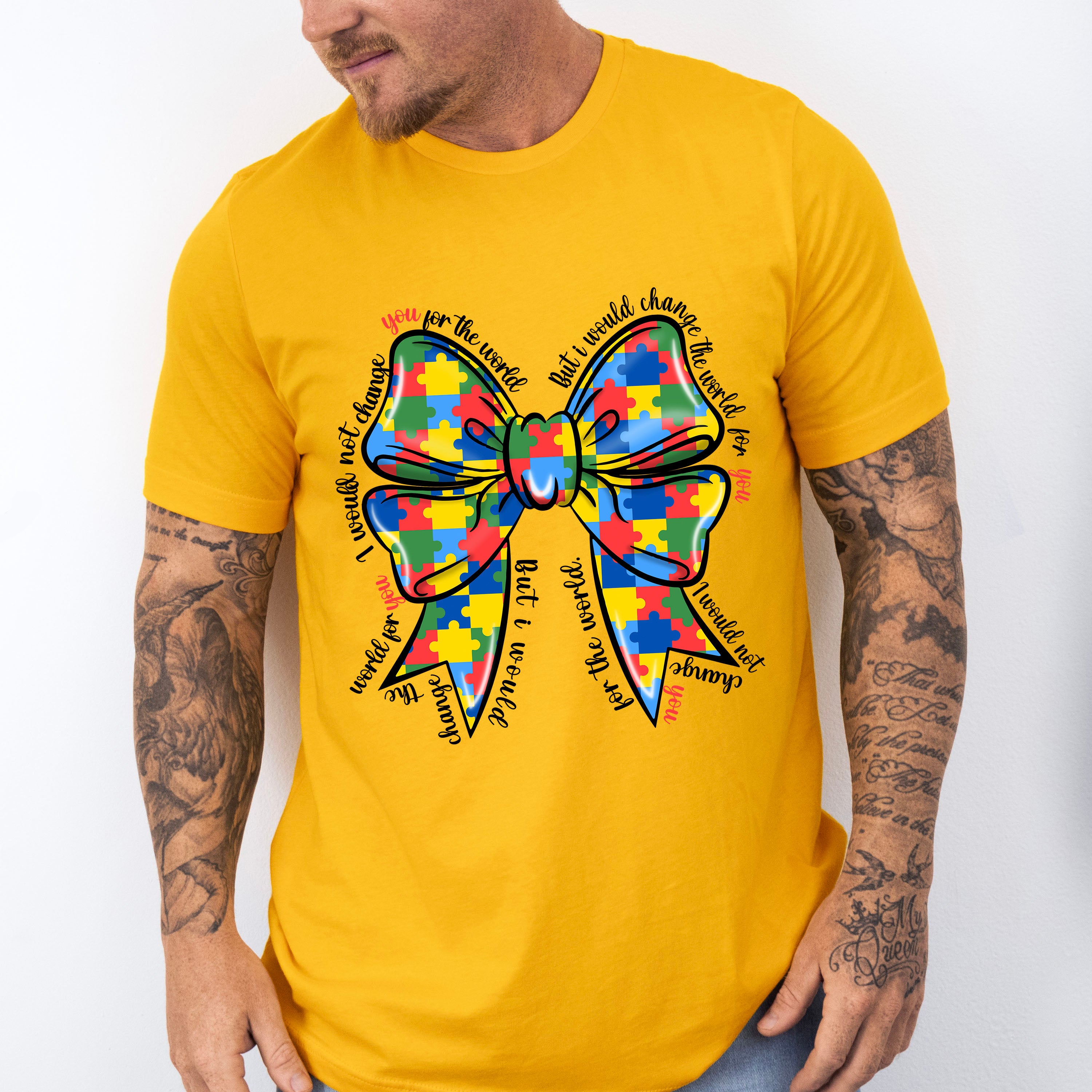 Ribbon Jigsaw Puzzle Design - Autism Awareness Unisex Crewneck T-Shirt Sweatshirt Hoodie