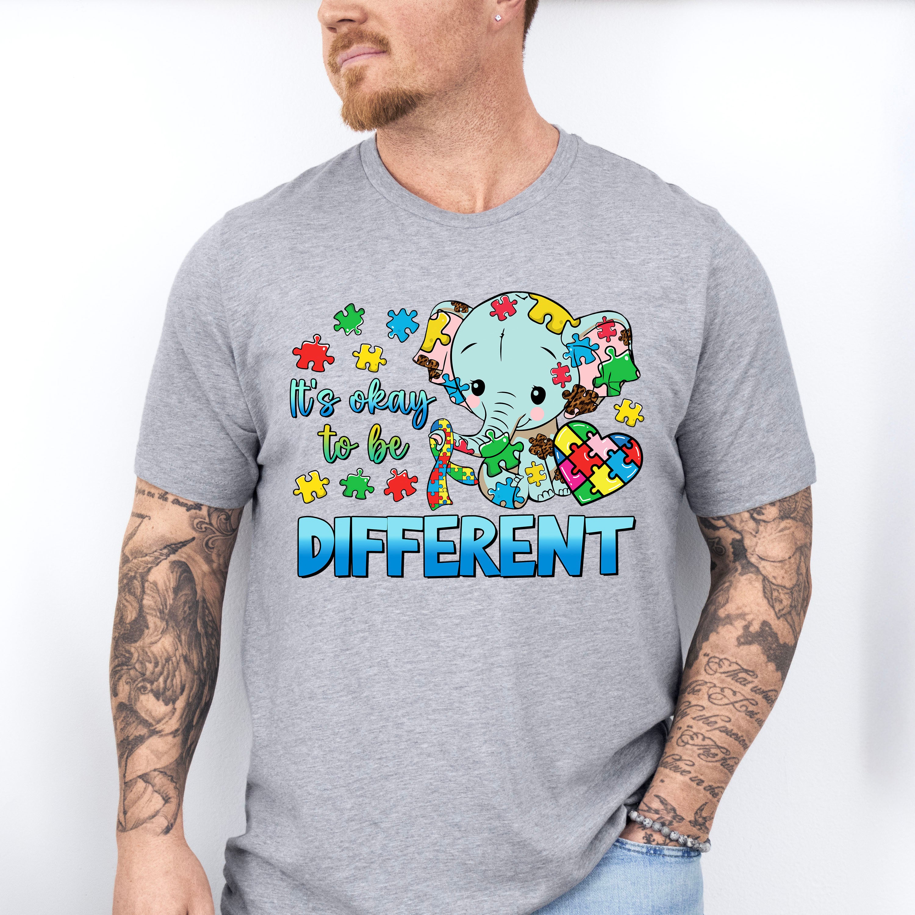 It's Okay To Be Different Elephant Design - Autism Awareness Unisex Crewneck T-Shirt Sweatshirt Hoodie