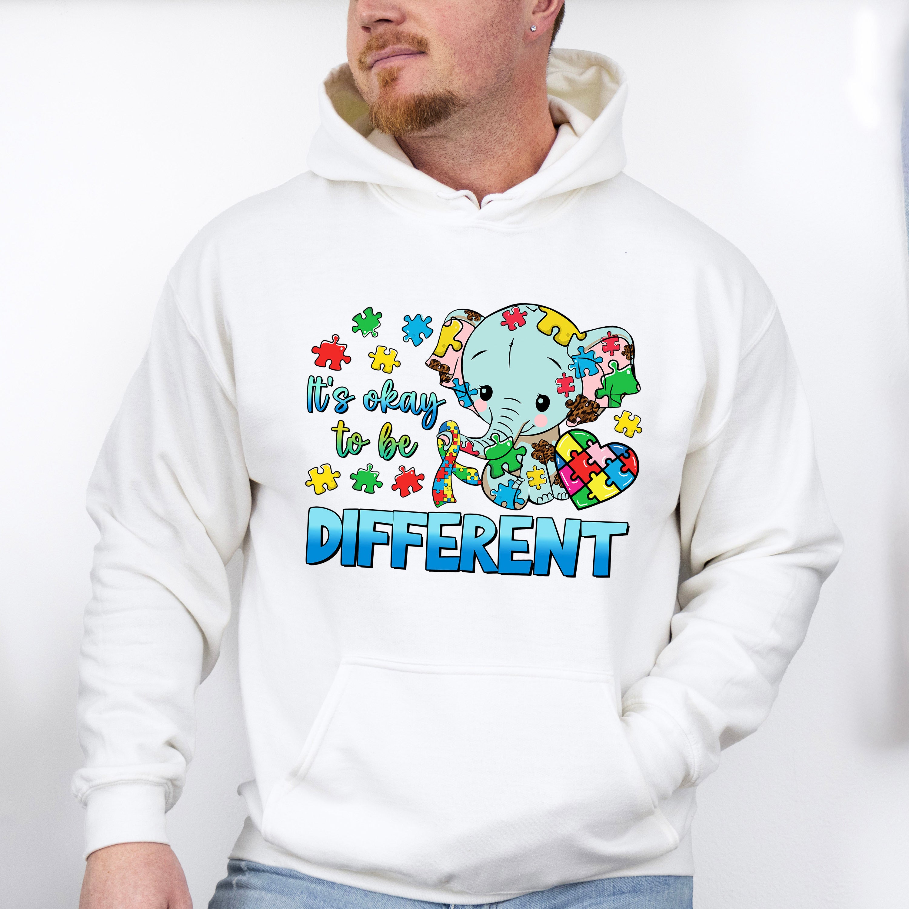 It's Okay To Be Different Elephant Design - Autism Awareness Unisex Crewneck T-Shirt Sweatshirt Hoodie