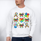 Ribbon Heart Jigsaw - Autism Awareness Unisex Crewneck T-Shirt Sweatshirt Hoodie