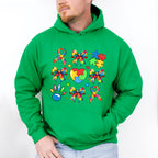 Ribbon Heart Jigsaw - Autism Awareness Unisex Crewneck T-Shirt Sweatshirt Hoodie