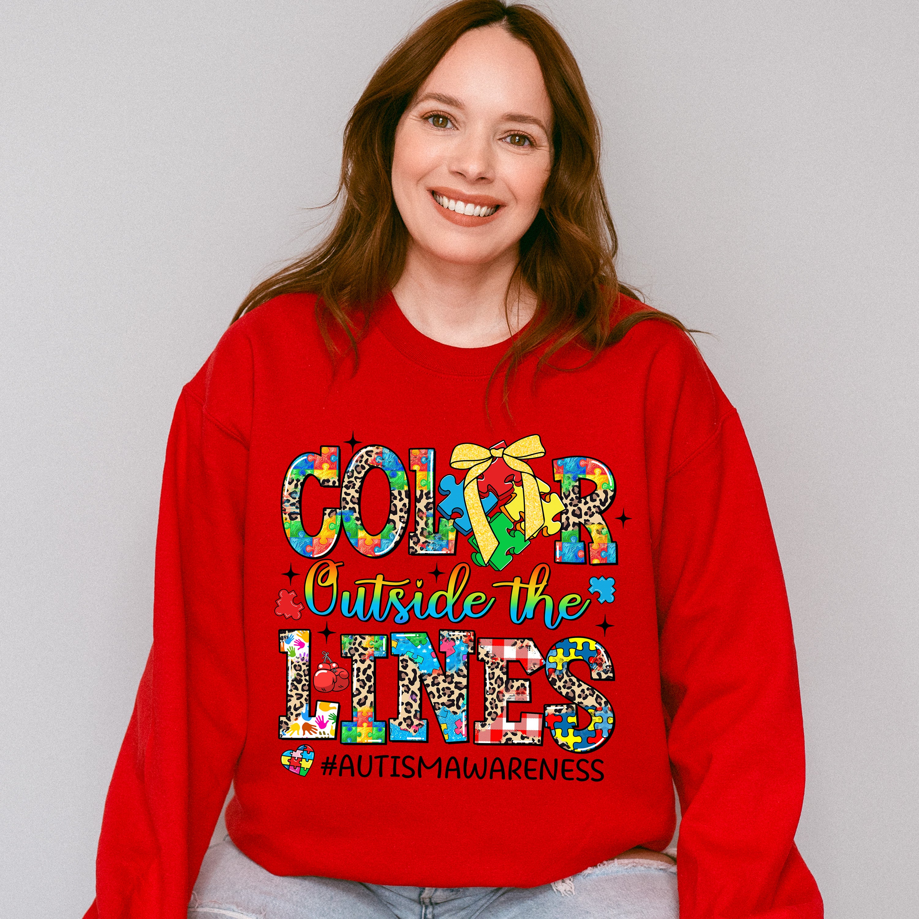 Color Outside The Lines - Autism Awareness Unisex Crewneck T-Shirt Sweatshirt Hoodie