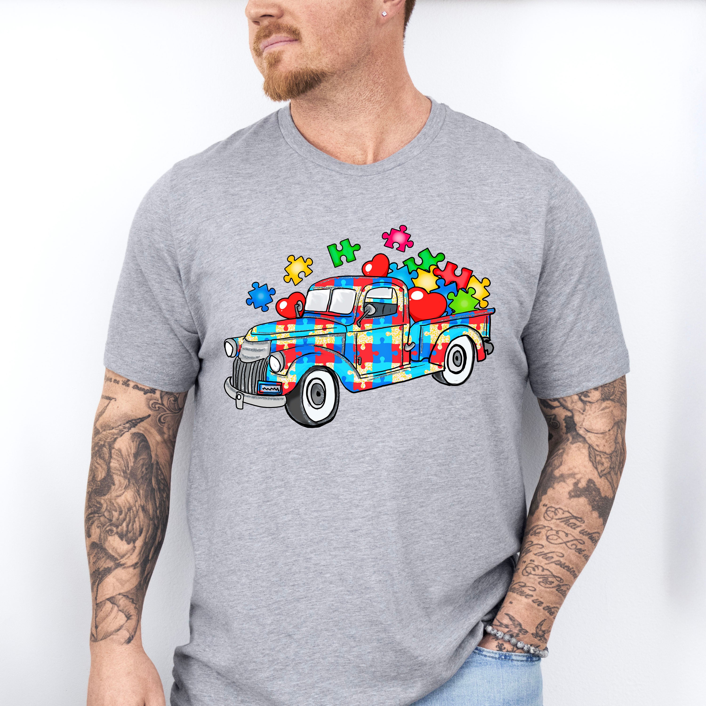 Jigsaw Truck - Autism Awareness Unisex Crewneck T-Shirt Sweatshirt Hoodie