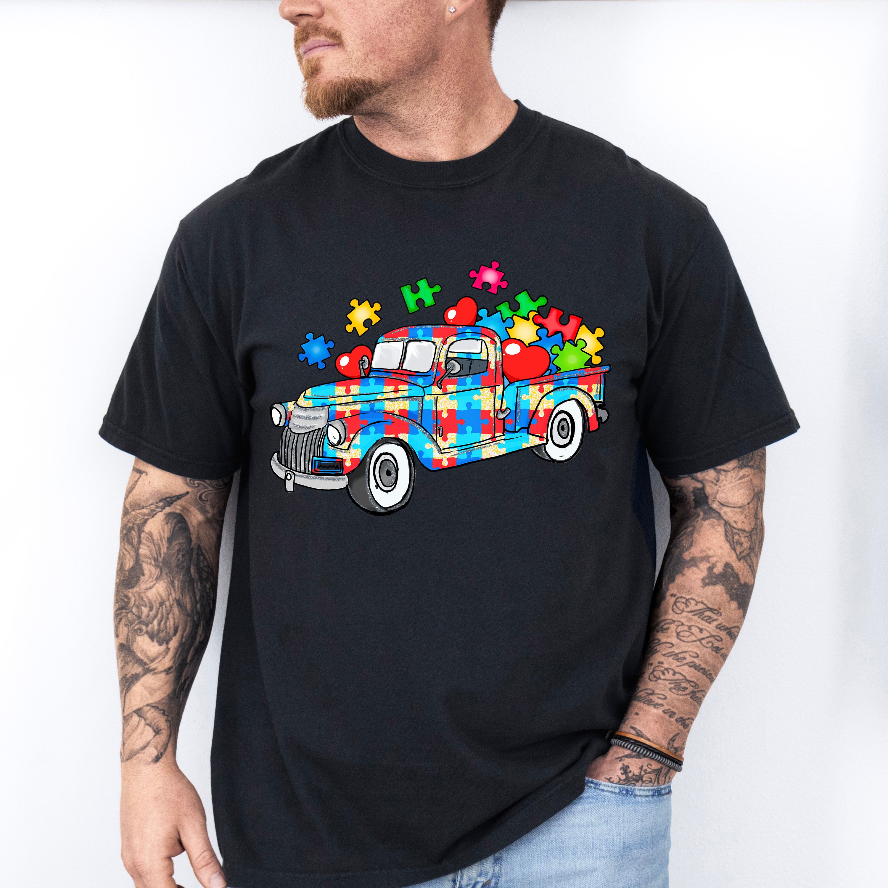 Jigsaw Truck - Autism Awareness Unisex Crewneck T-Shirt Sweatshirt Hoodie