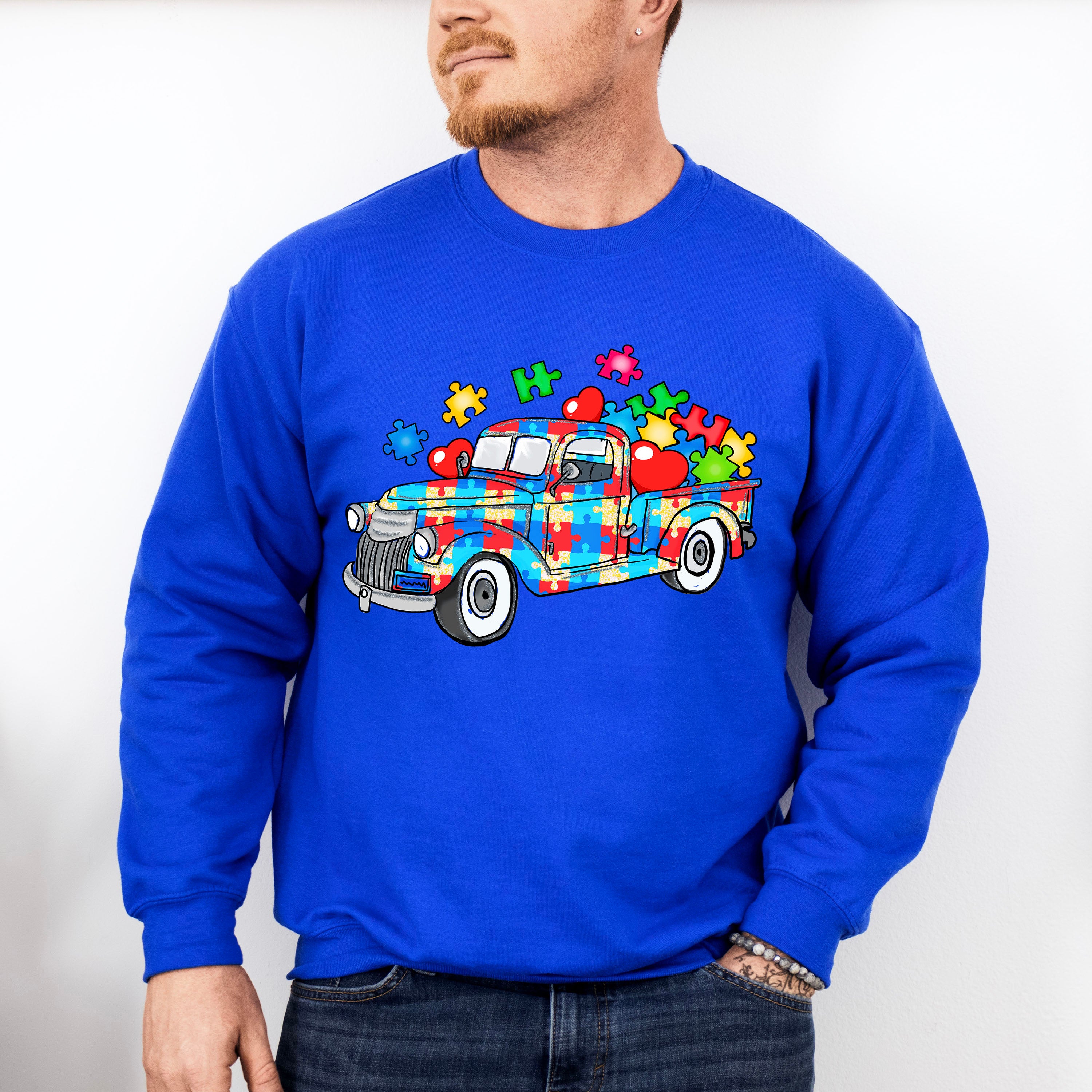 Jigsaw Truck - Autism Awareness Unisex Crewneck T-Shirt Sweatshirt Hoodie