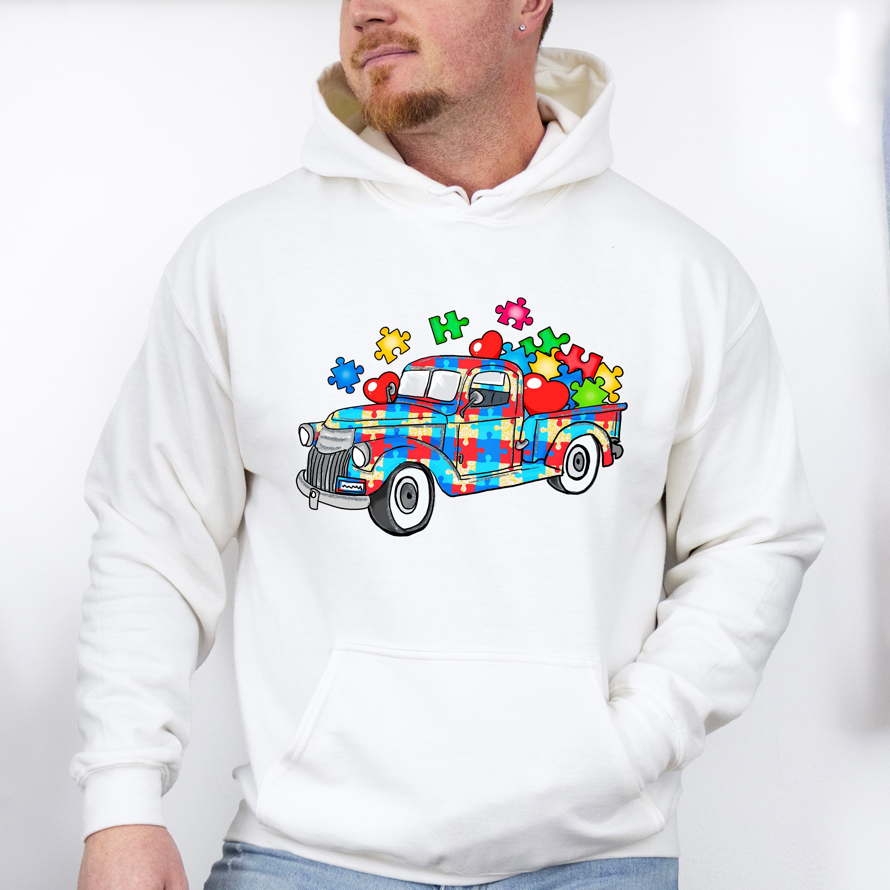 Jigsaw Truck - Autism Awareness Unisex Crewneck T-Shirt Sweatshirt Hoodie