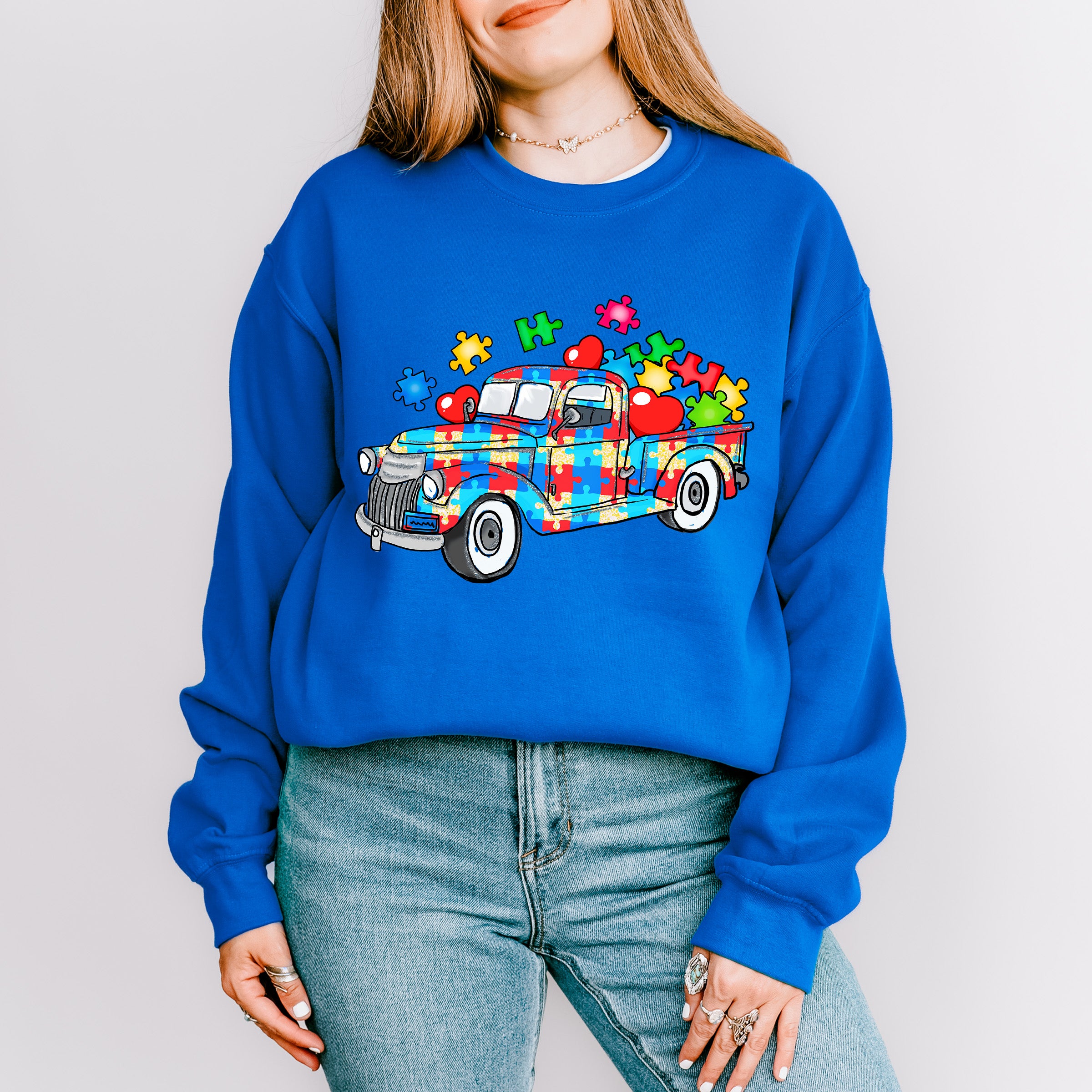 Jigsaw Truck - Autism Awareness Unisex Crewneck T-Shirt Sweatshirt Hoodie