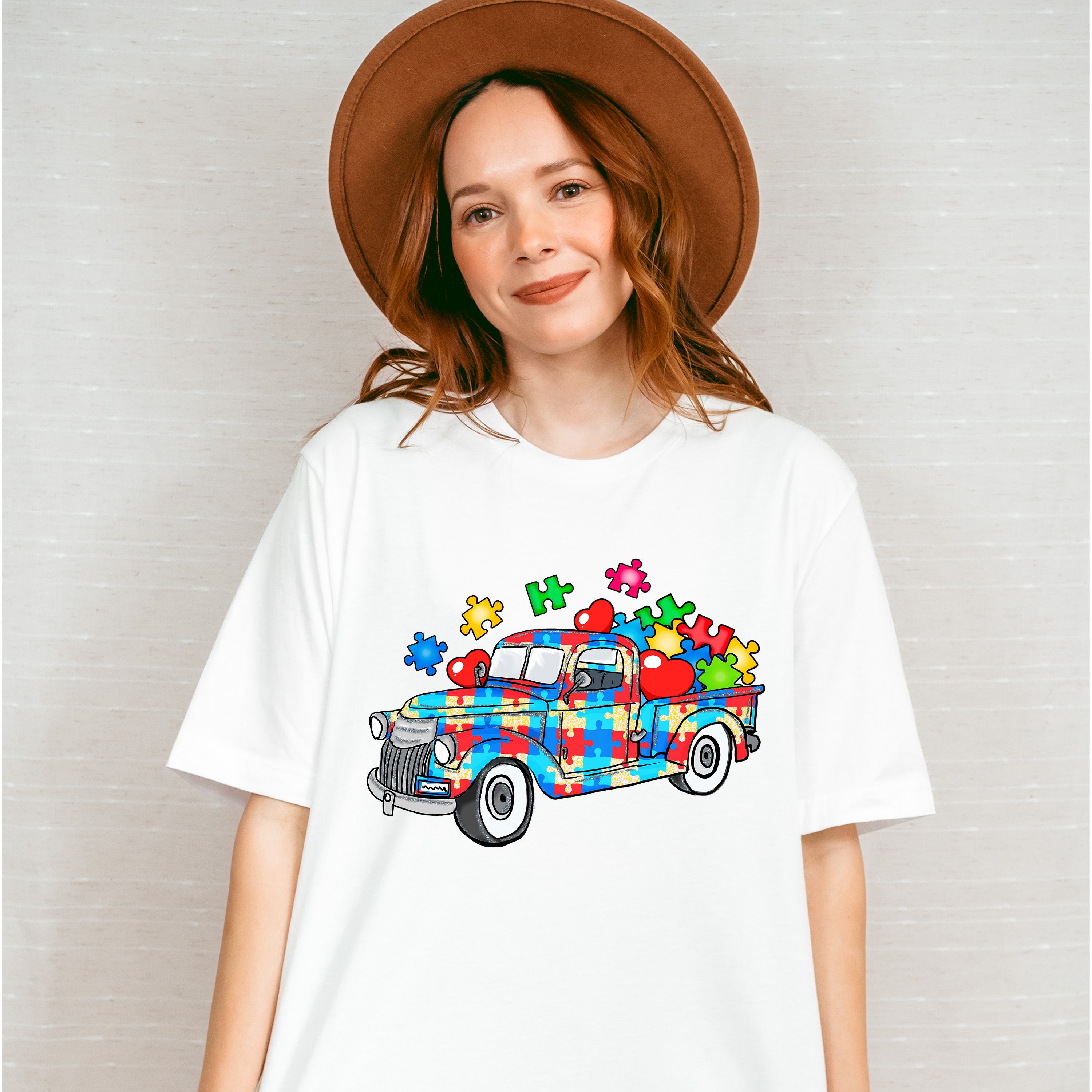 Jigsaw Truck - Autism Awareness Unisex Crewneck T-Shirt Sweatshirt Hoodie