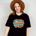Red Blue Yellow Jigsaw Design - Autism Awareness Unisex Crewneck T-Shirt Sweatshirt Hoodie