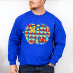 Red Blue Yellow Jigsaw Design - Autism Awareness Unisex Crewneck T-Shirt Sweatshirt Hoodie