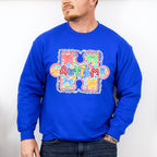 Autism Jigsaw Colorful Design - Autism Awareness Unisex Crewneck T-Shirt Sweatshirt Hoodie