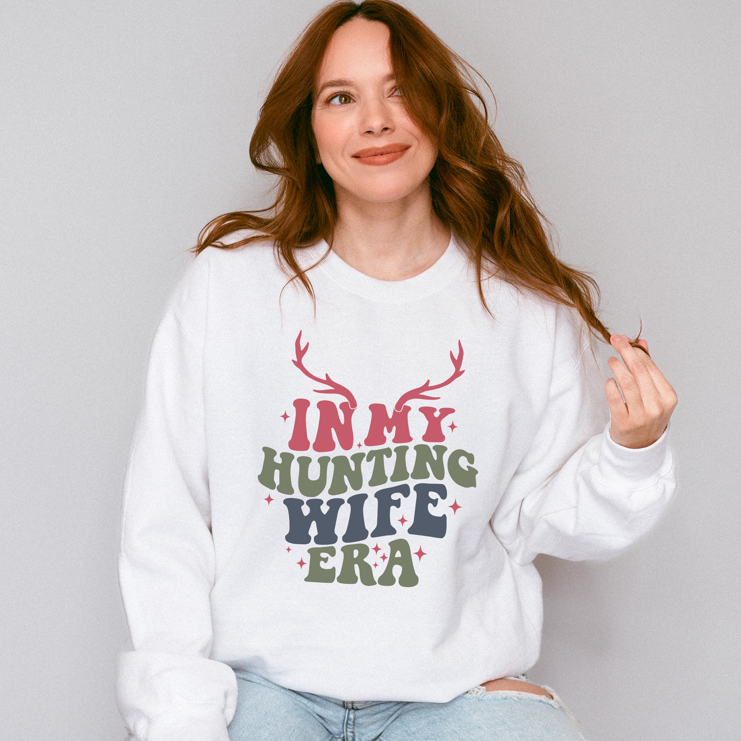 In My Hunting Wife Era Reindeer Design - Hunting Theme Unisex Crewneck T-Shirt Sweatshirt Hoodie