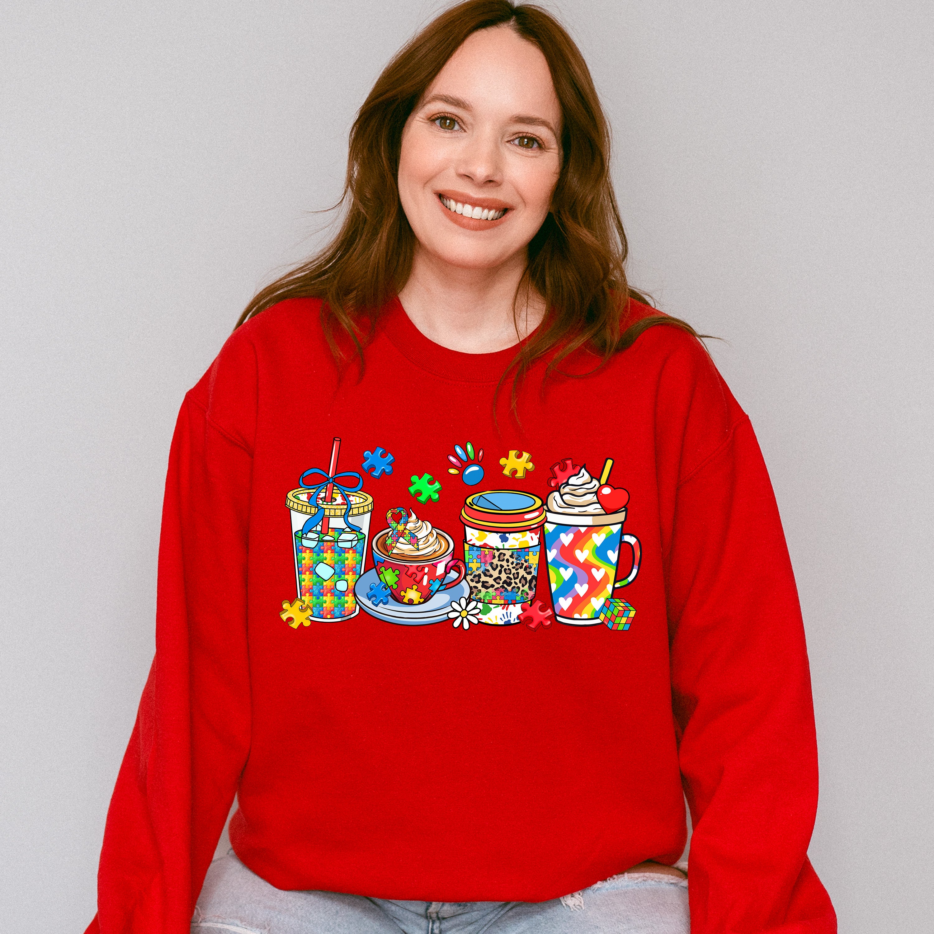 Drinks Design - Autism Awareness Unisex Crewneck T-Shirt Sweatshirt Hoodie