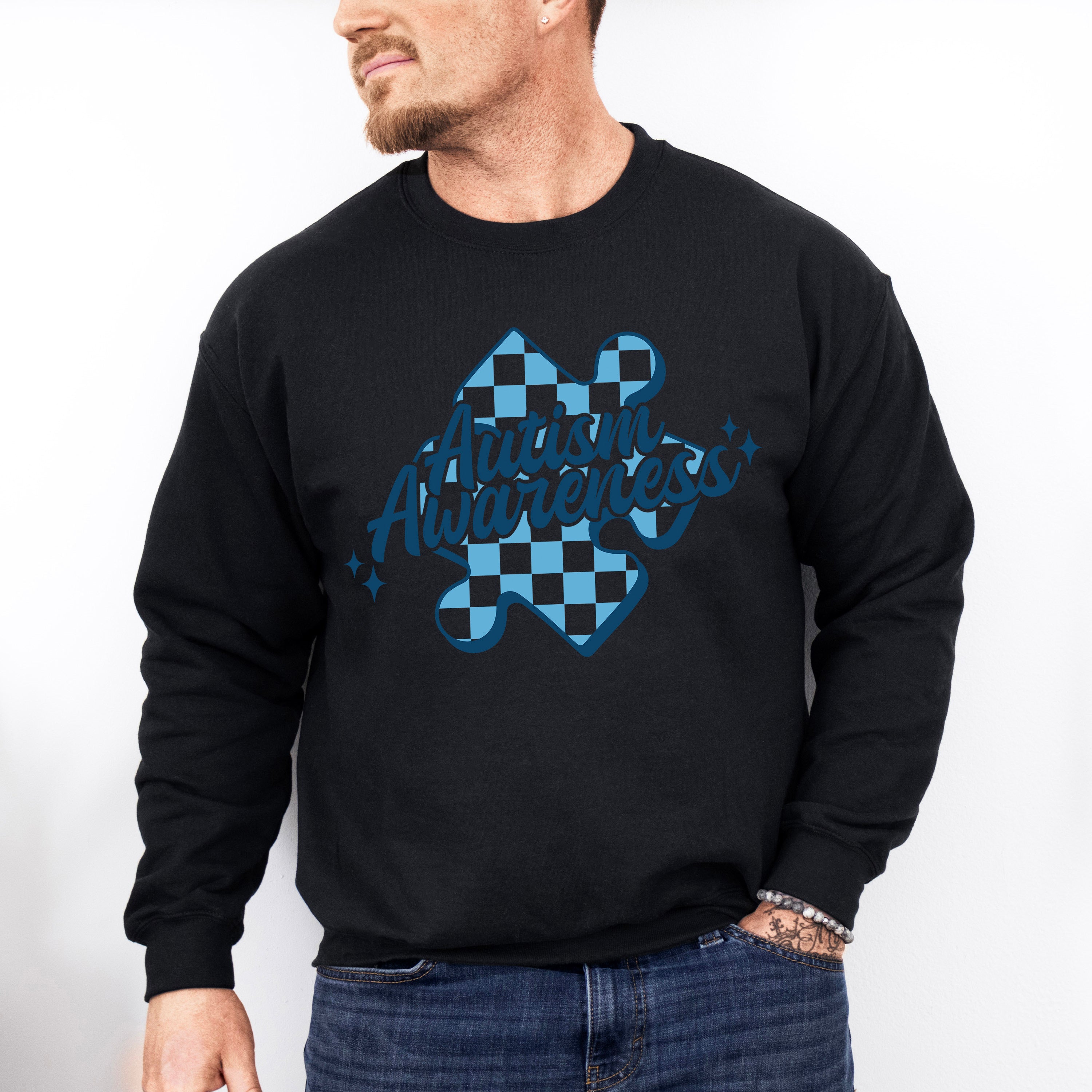 Autism Awareness Blue Design - Autism Awareness Unisex Crewneck T-Shirt Sweatshirt Hoodie