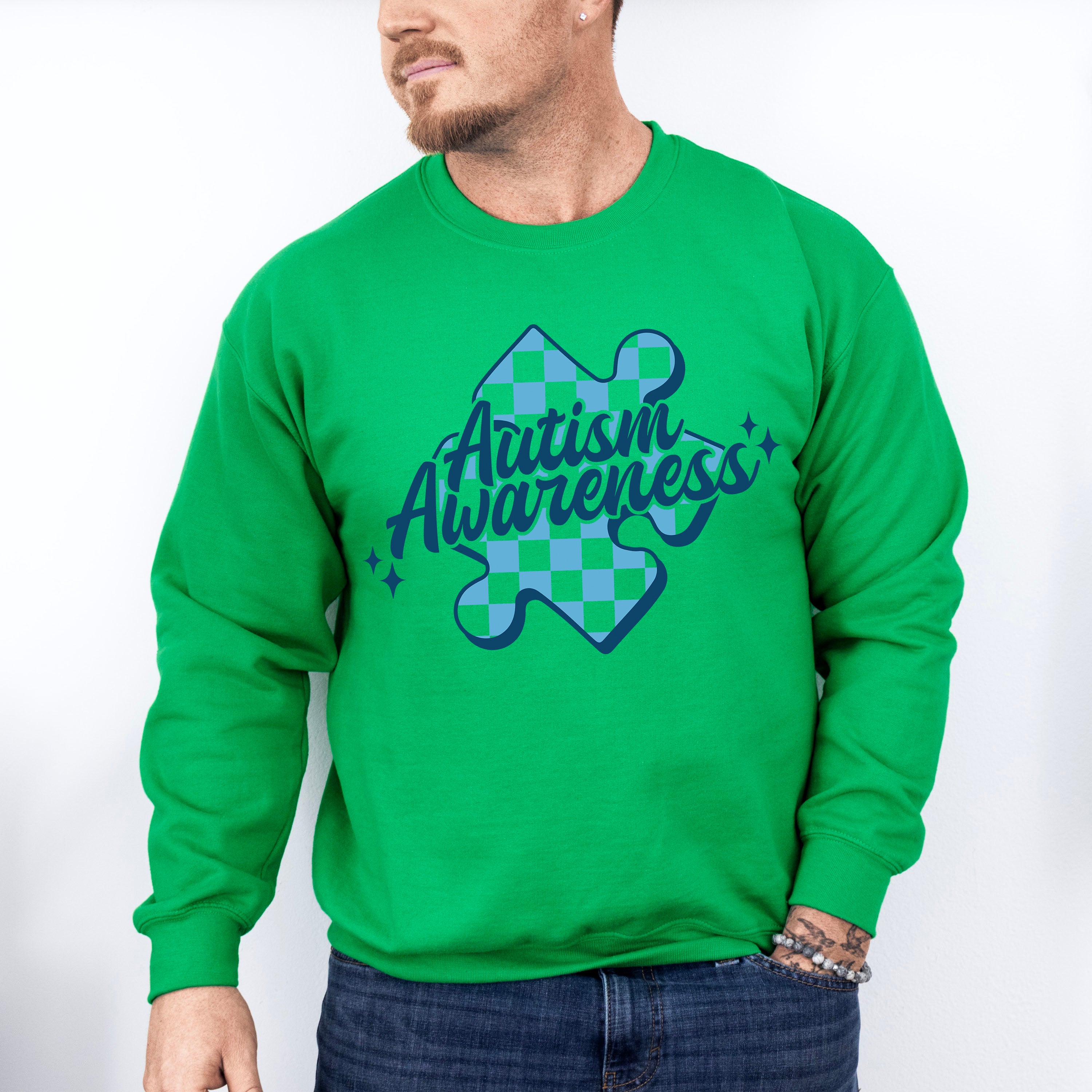 Autism Awareness Blue Design - Autism Awareness Unisex Crewneck T-Shirt Sweatshirt Hoodie