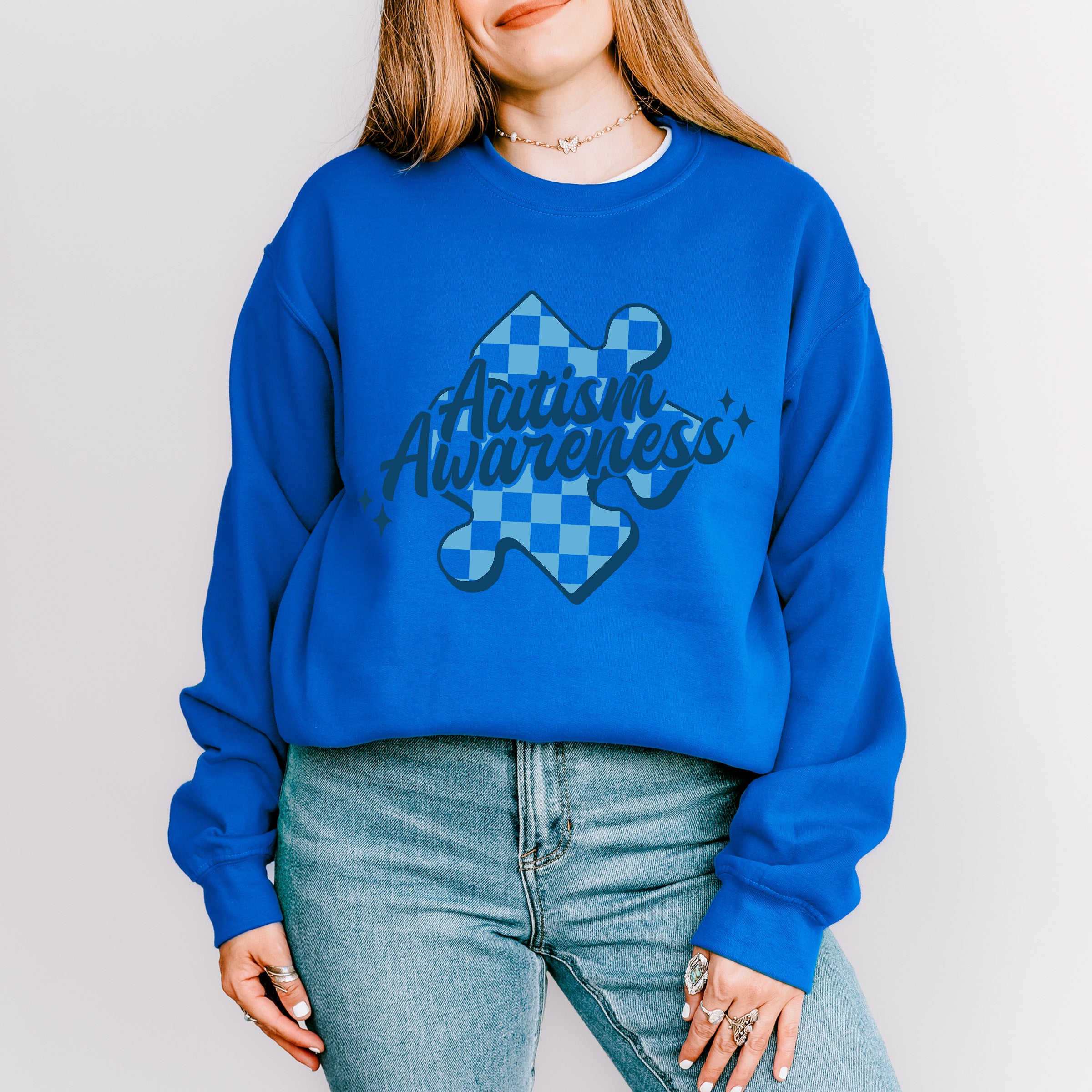 Autism Awareness Blue Design - Autism Awareness Unisex Crewneck T-Shirt Sweatshirt Hoodie