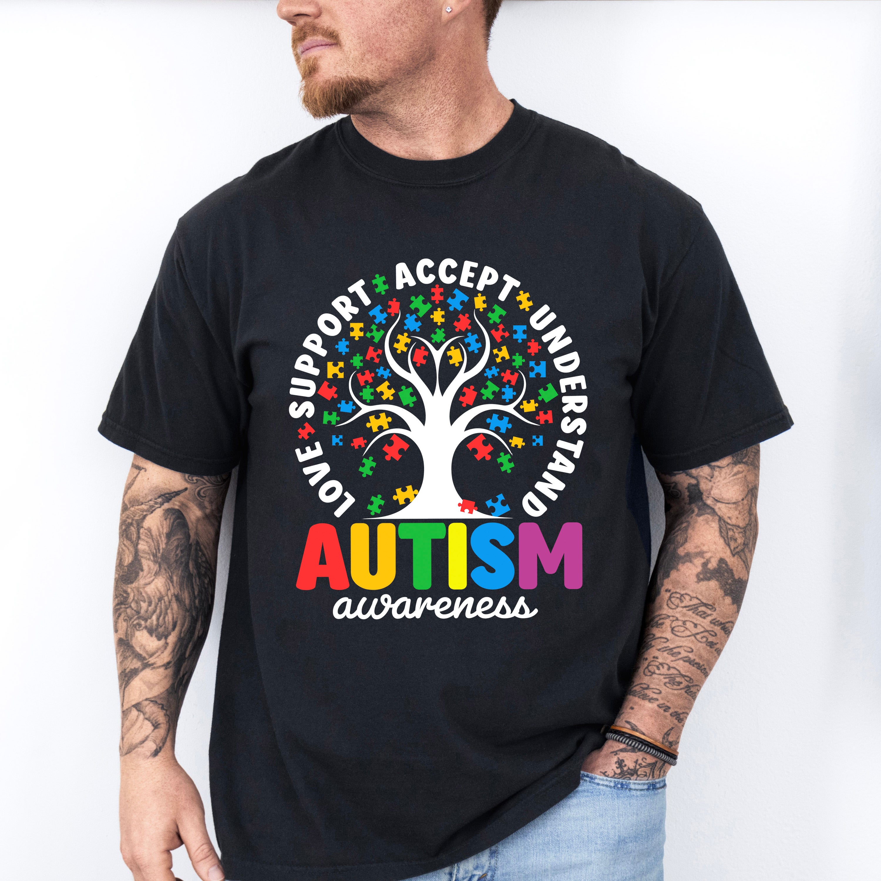 Autism Awareness Tree Design - Autism Awareness Unisex Crewneck T-Shirt Sweatshirt Hoodie