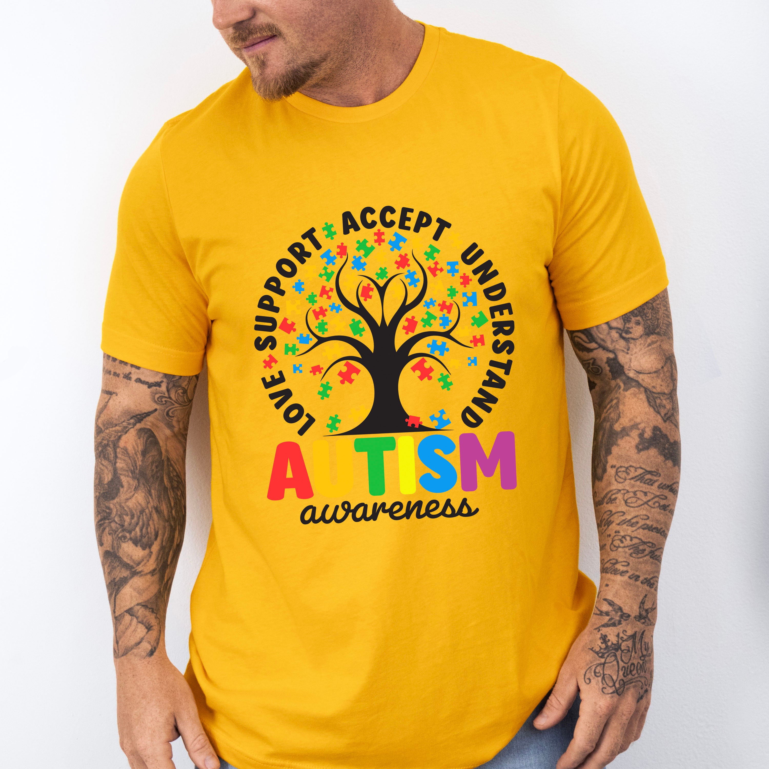 Autism Awareness Tree Design - Autism Awareness Unisex Crewneck T-Shirt Sweatshirt Hoodie