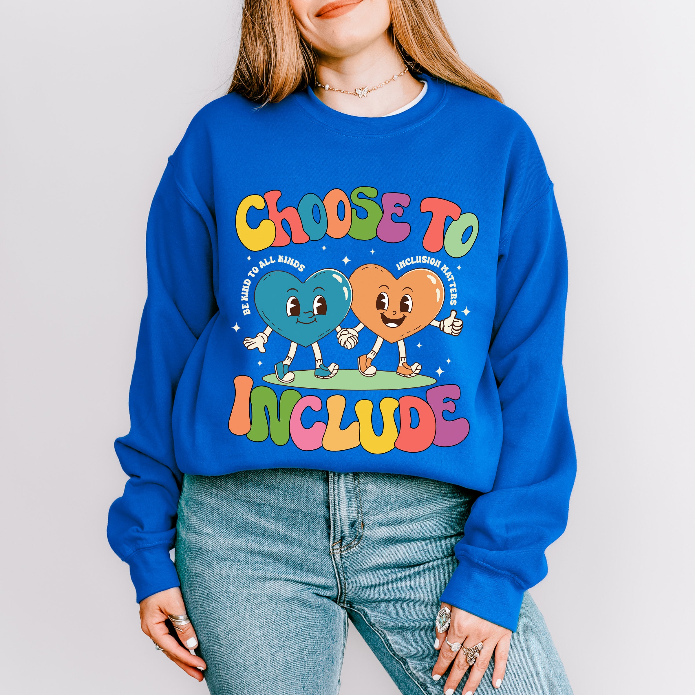 Choose To Include Hearts Design - Autism Awareness Unisex Crewneck T-Shirt Sweatshirt Hoodie
