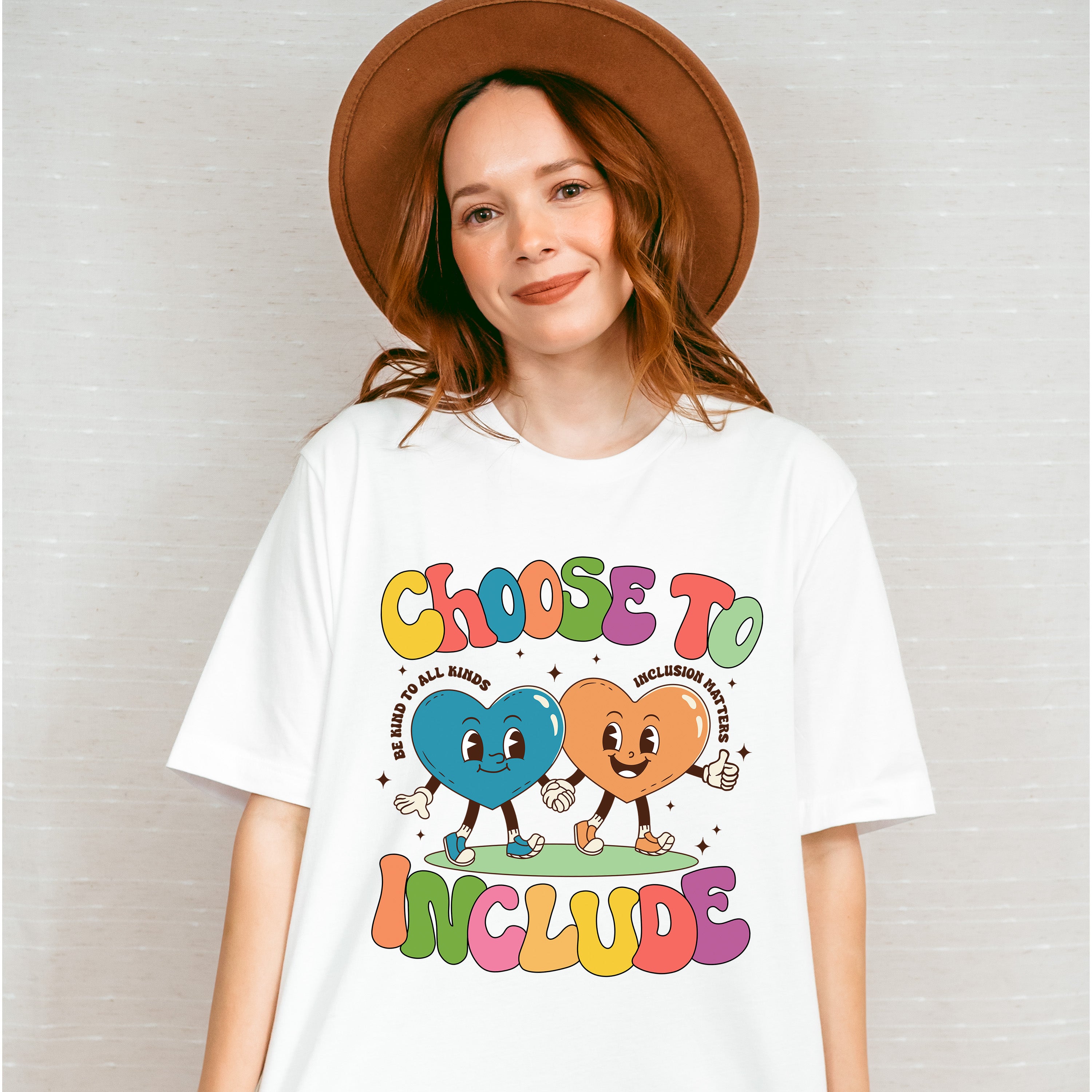 Choose To Include Hearts Design - Autism Awareness Unisex Crewneck T-Shirt Sweatshirt Hoodie