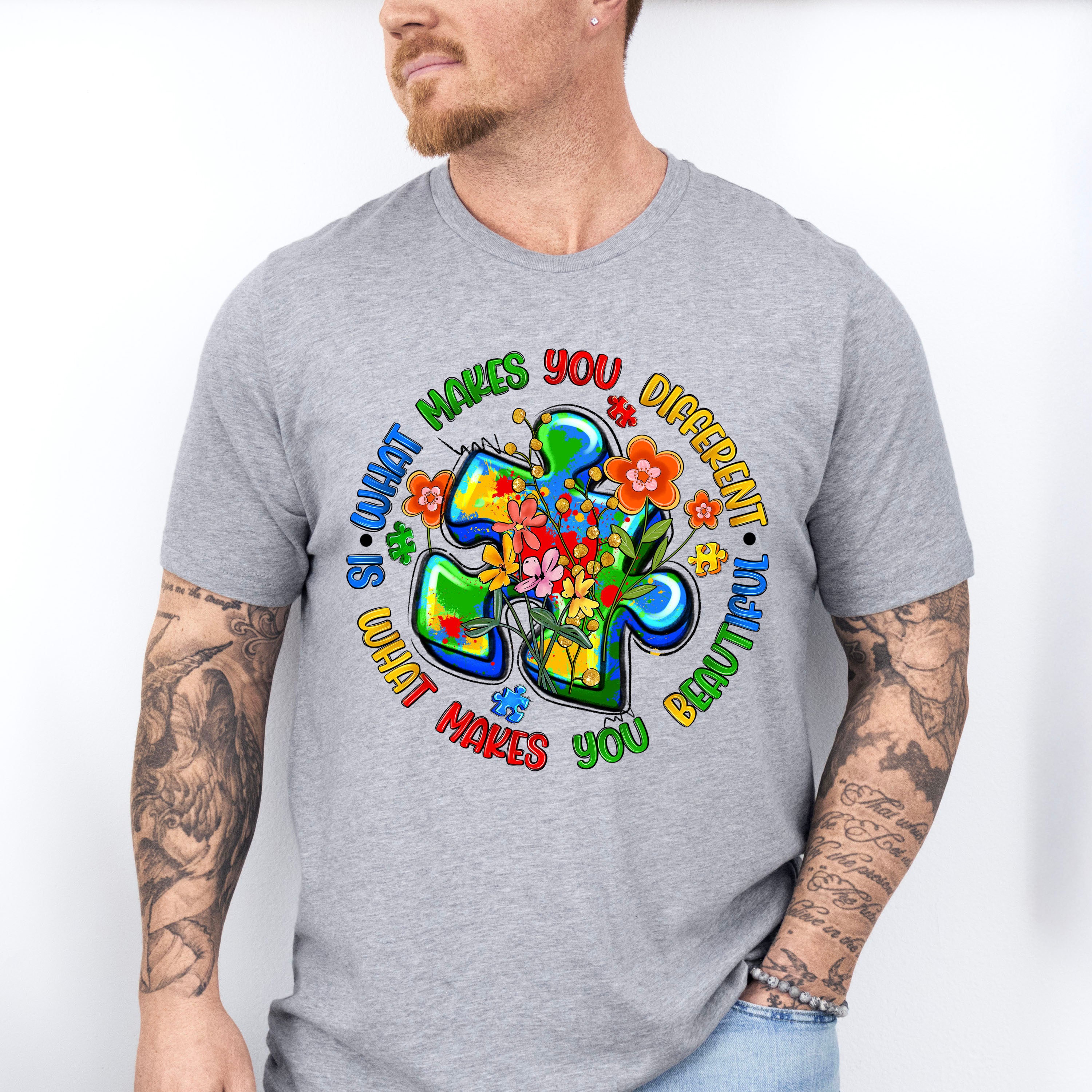 What Makes You Different Jigsaw Design - Autism Awareness Unisex Crewneck T-Shirt Sweatshirt Hoodie